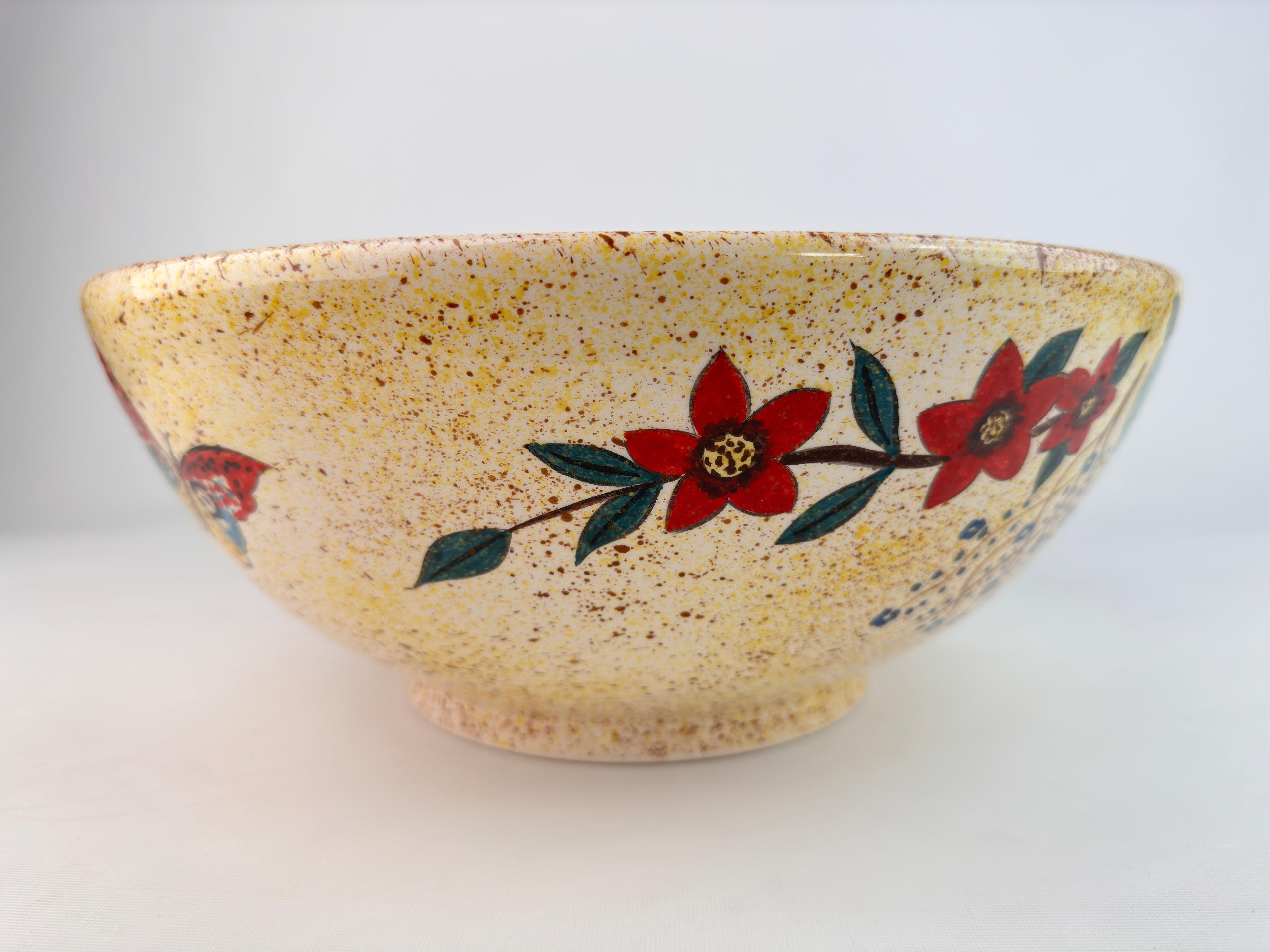 Bathroom Countertop Ceramic Vessel Sink - Butterfly and Flowers