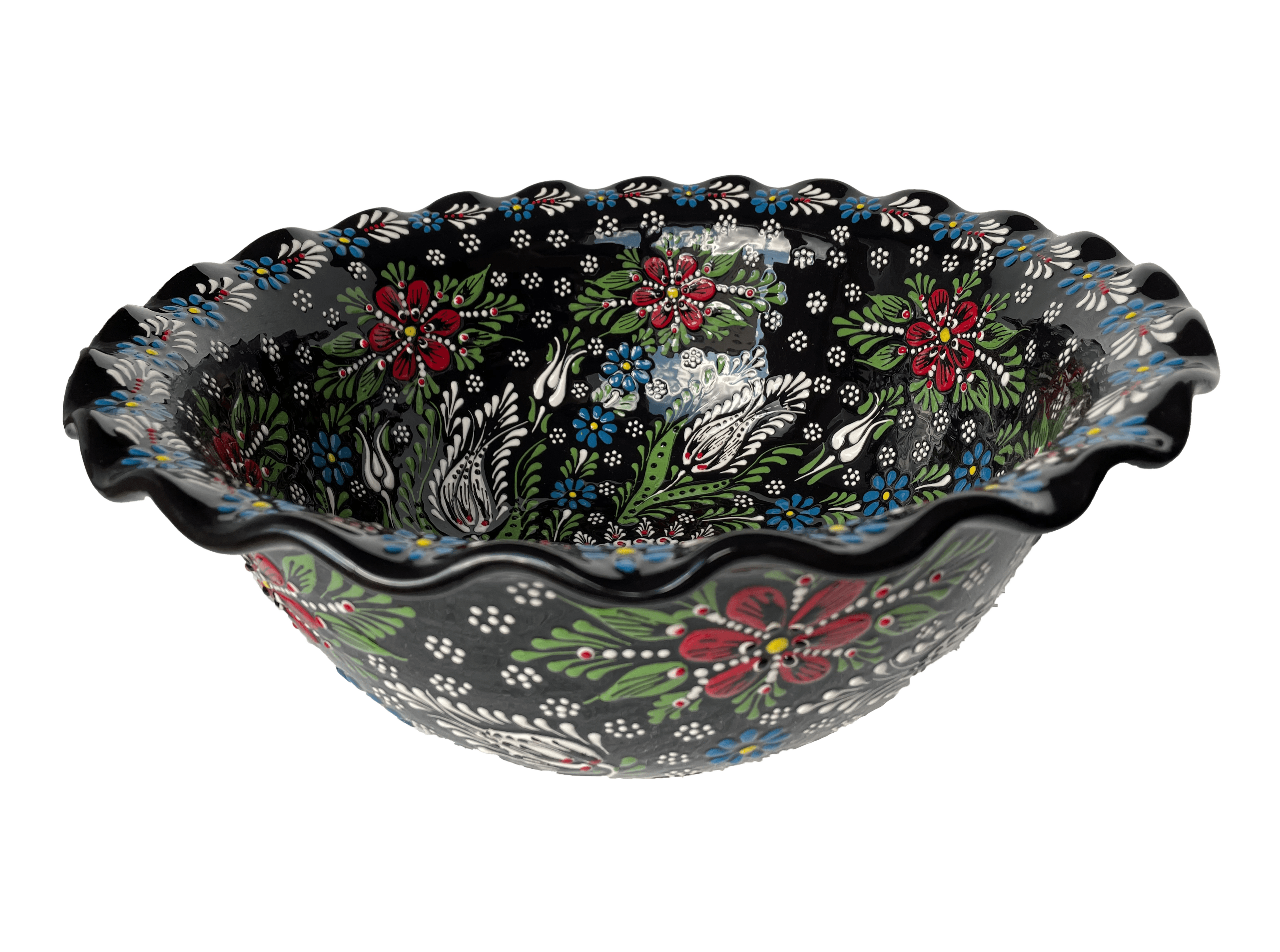 Hand Painted Bathroom Ceramic Vessel Sink Countertop - Relief Flowers