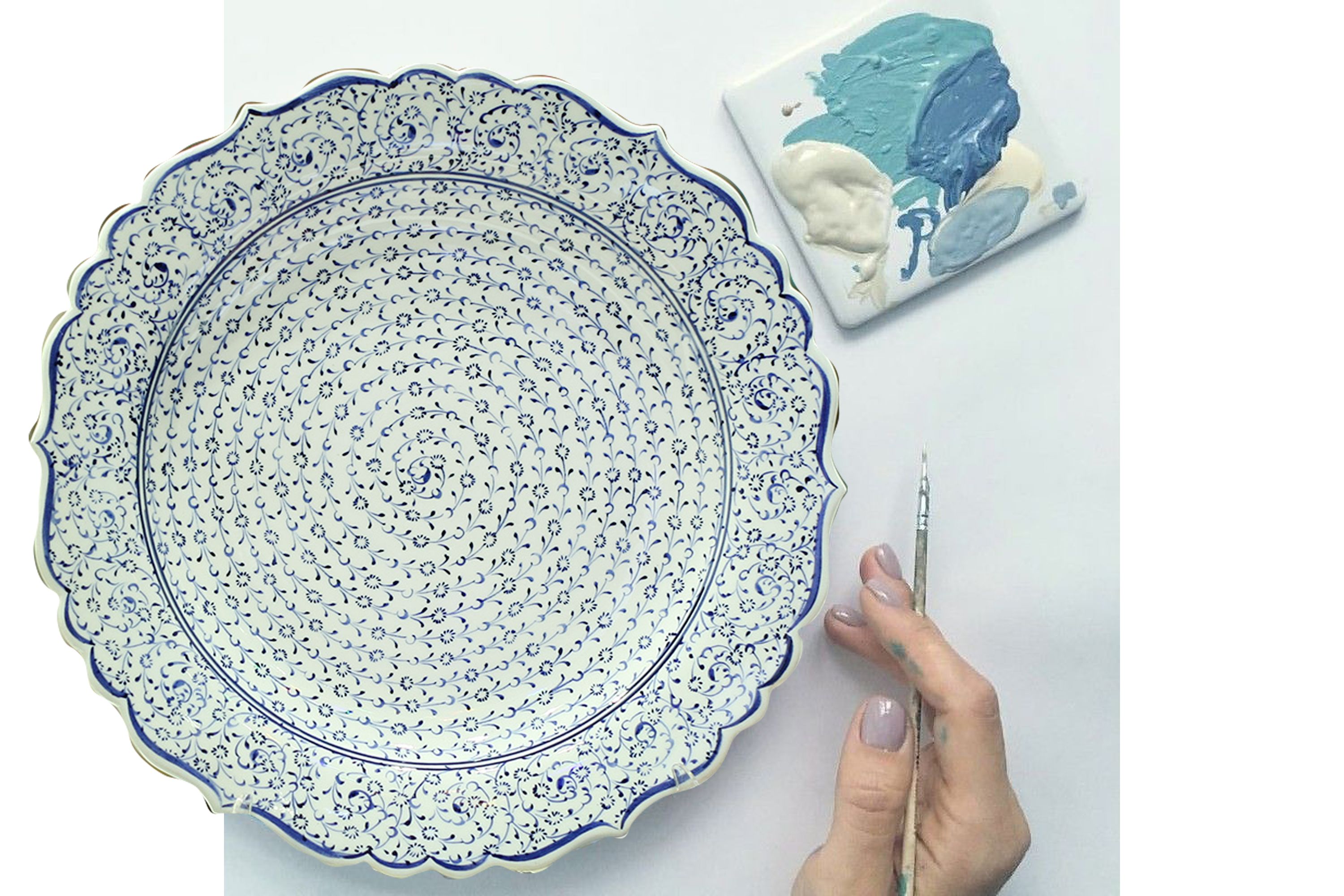 Hand-Painted Turkish Ceramic Dinner Plates - Perfect for Dining and Decor