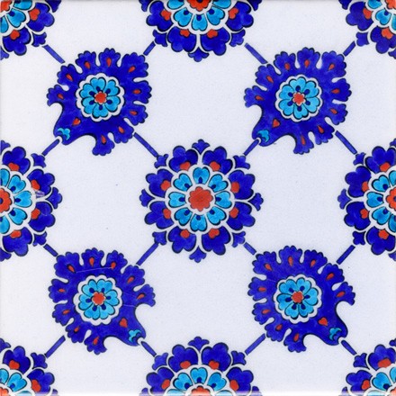 Hand Painted Turkish Ceramic Tile -  Handmade Decorative Floral Patterned Tile - 8 in [20Cm] - Zeem Ceramic