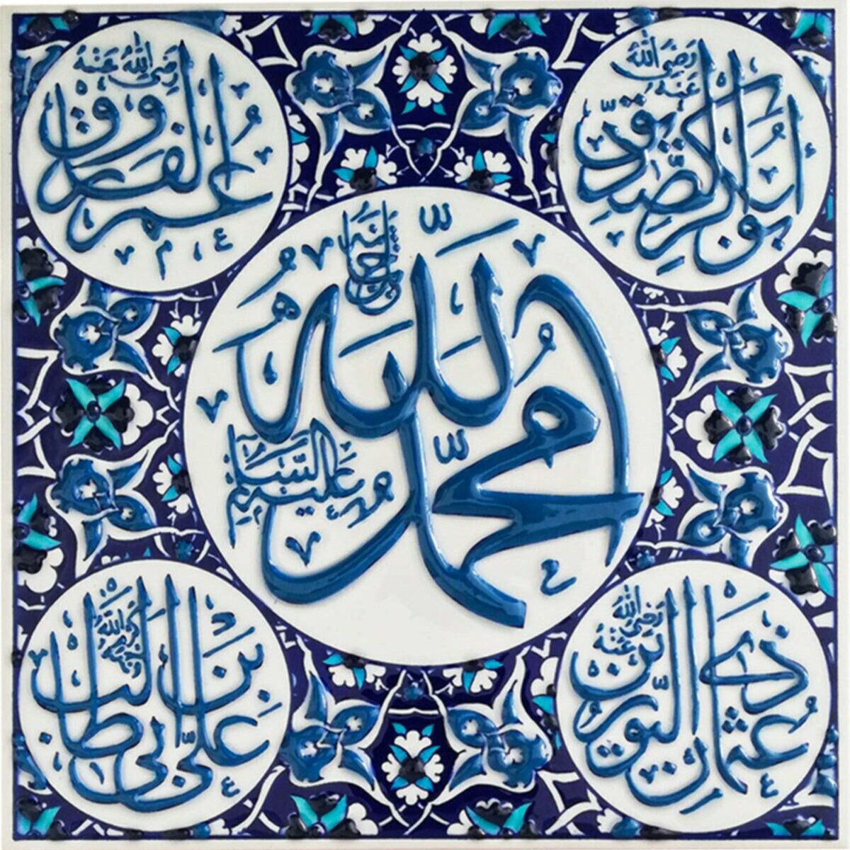 Hand Painted Turkish Ceramic Tile -  Handmade Decorative Floral Patterned Tile - 8 in [20Cm] - Zeem Ceramic