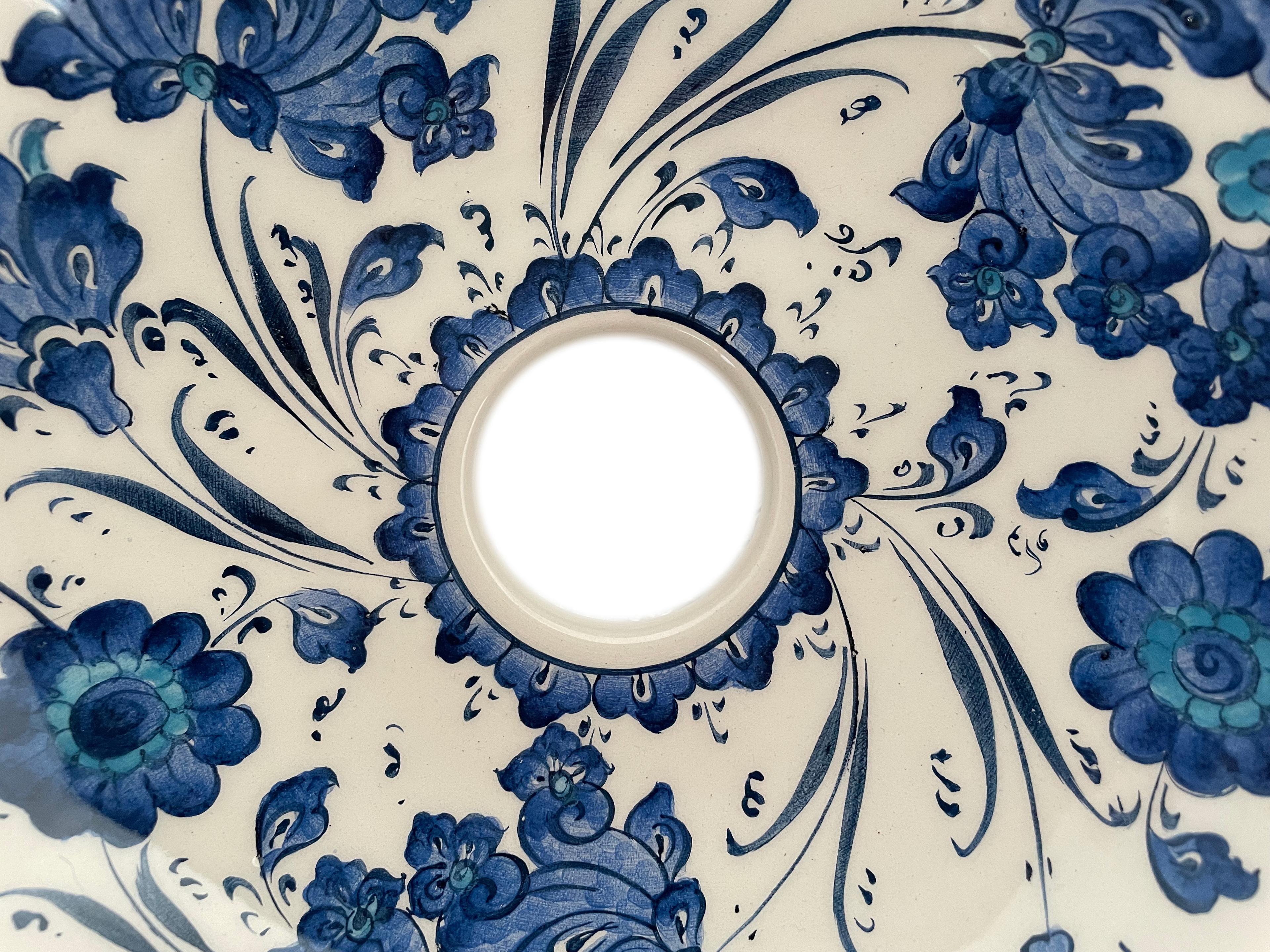 Hand Painted Bathroom Ceramic Vessel Sink Countertop - Bleu Blanc