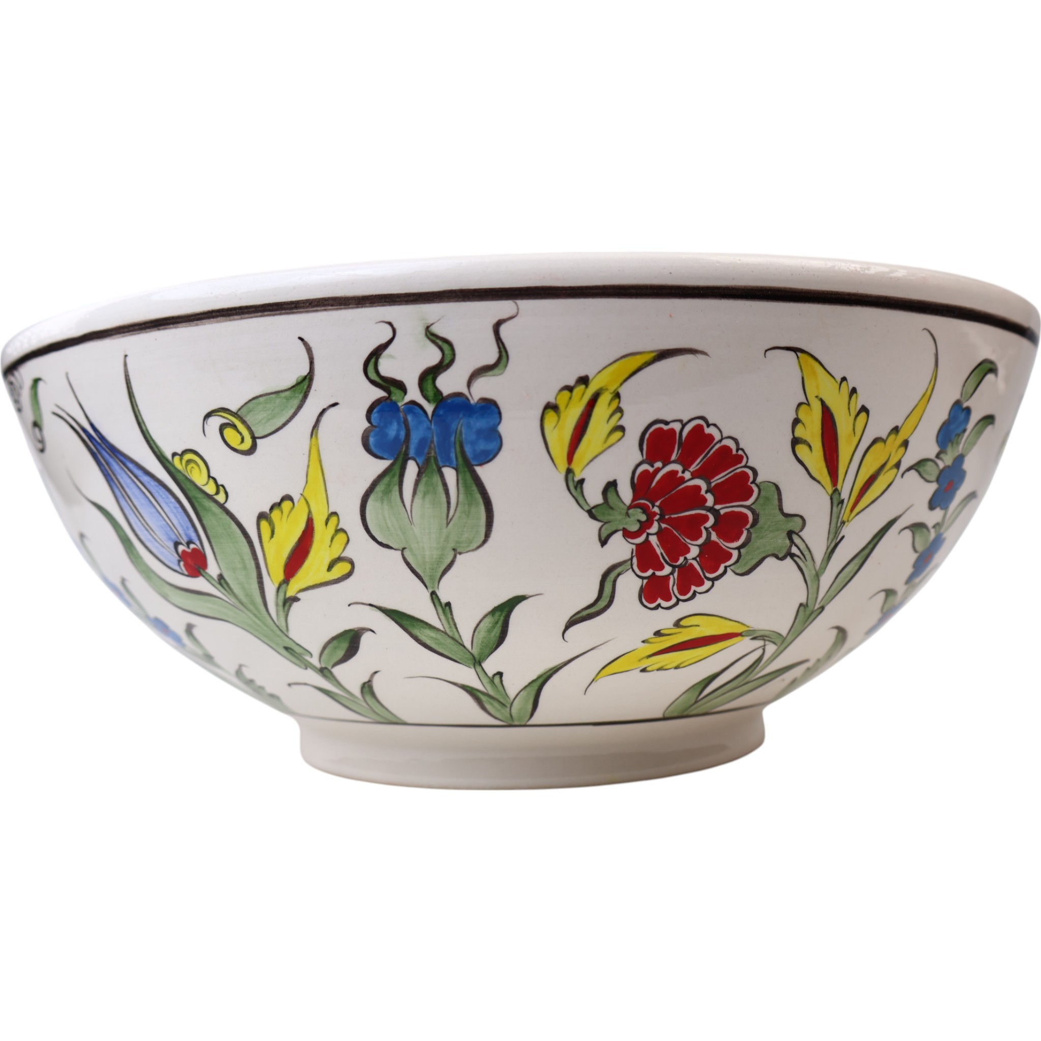 Handmade Iznik Pattern Ceramic Bathroom Vessel Sink – Artistic Basin for Elegant Remodels
