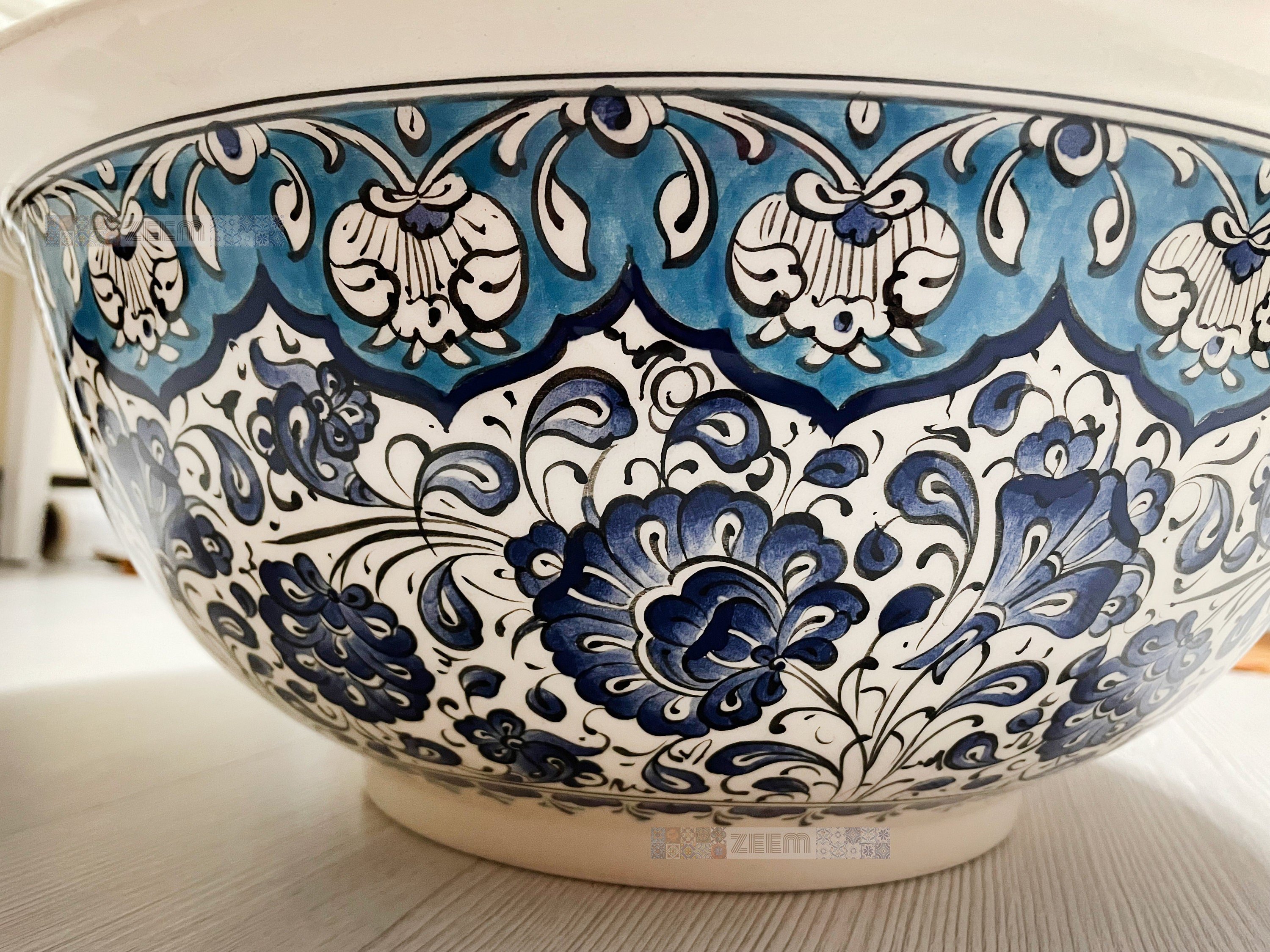 Turkish Hand Painted Bathroom Vessel Sink | Rumi and Blue Lotus