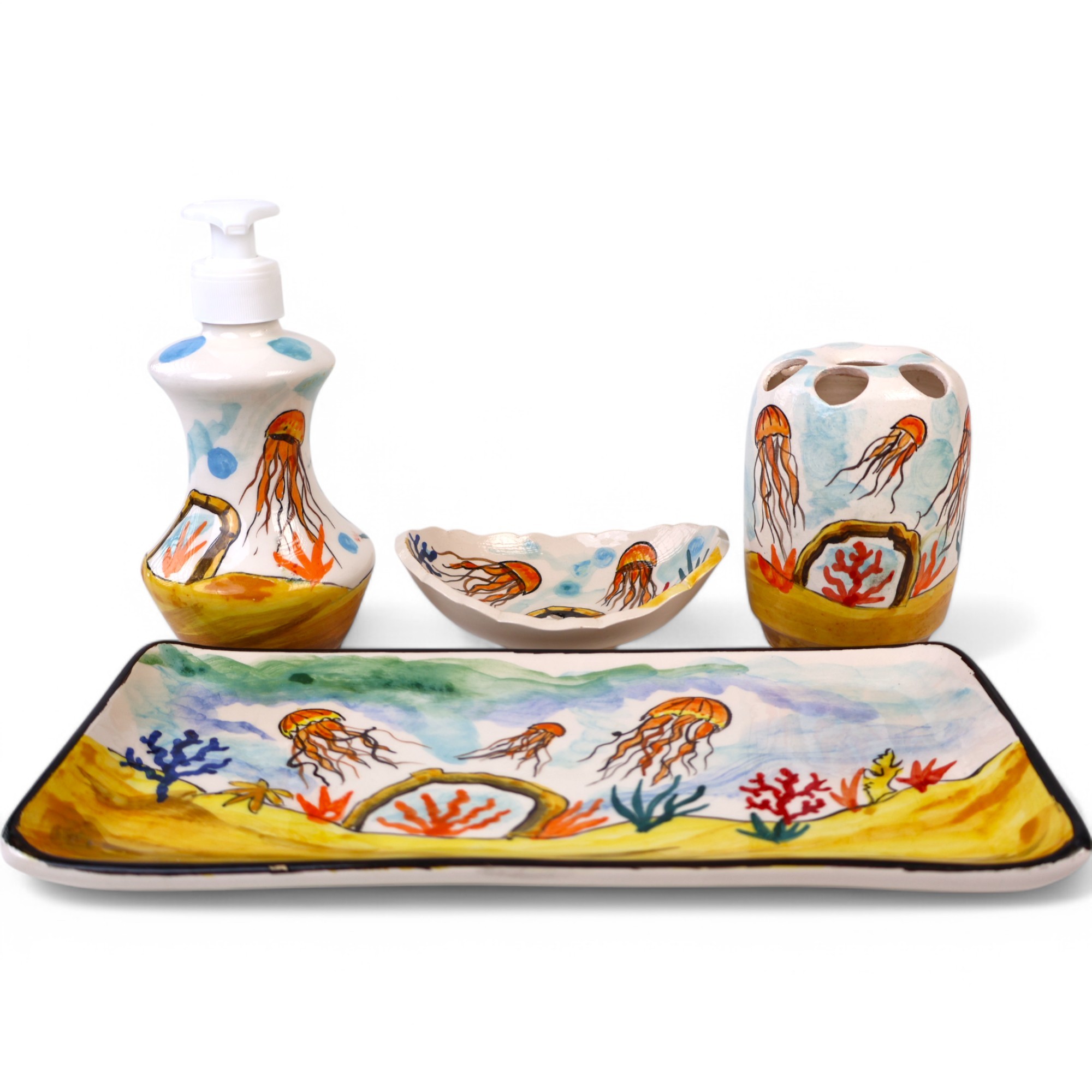 Timeless Handmade Ceramic Bathroom Sets by Zeem Ceramic | Jellyfish and Ocean