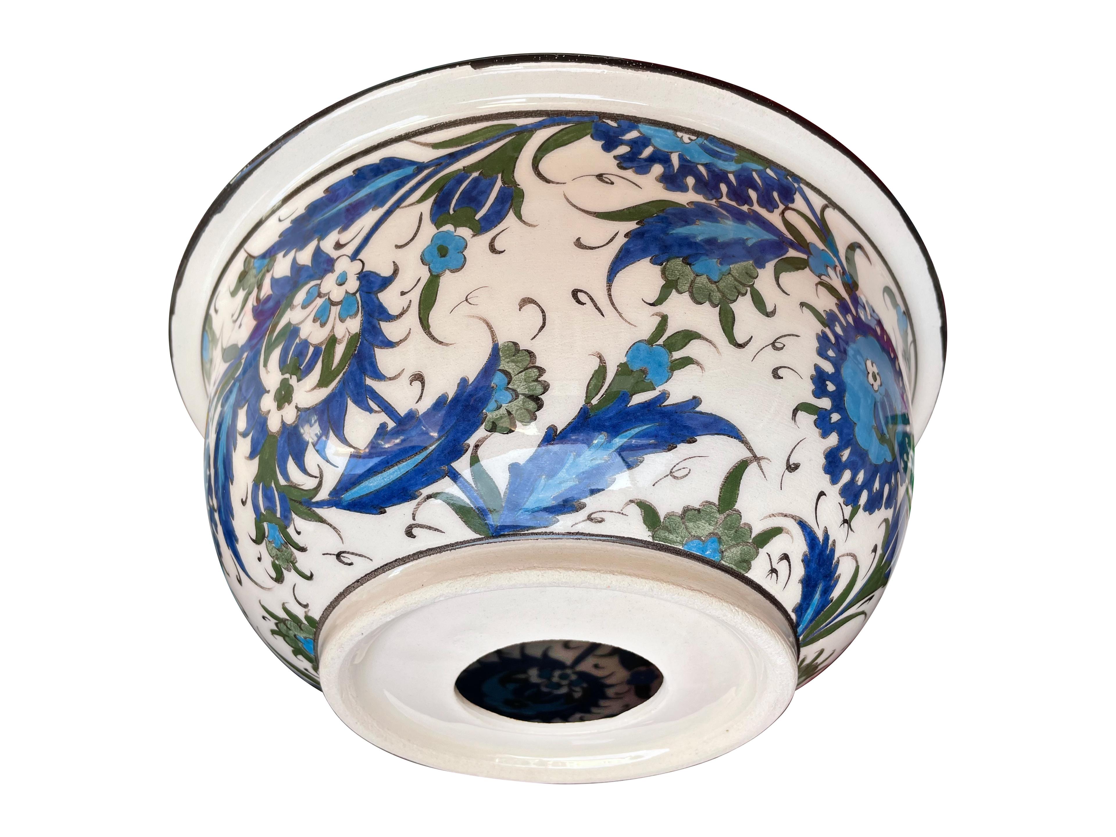 Hand Painted Bathroom Ceramic Vessel Sink Countertop - Blue Hatai