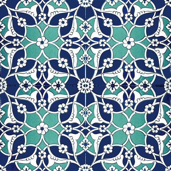 Screenprinting Turkish Ceramic Tile - Handcrafted Kitchen Backsplash Tile with Floral Pattern - 8 in [20Cm]