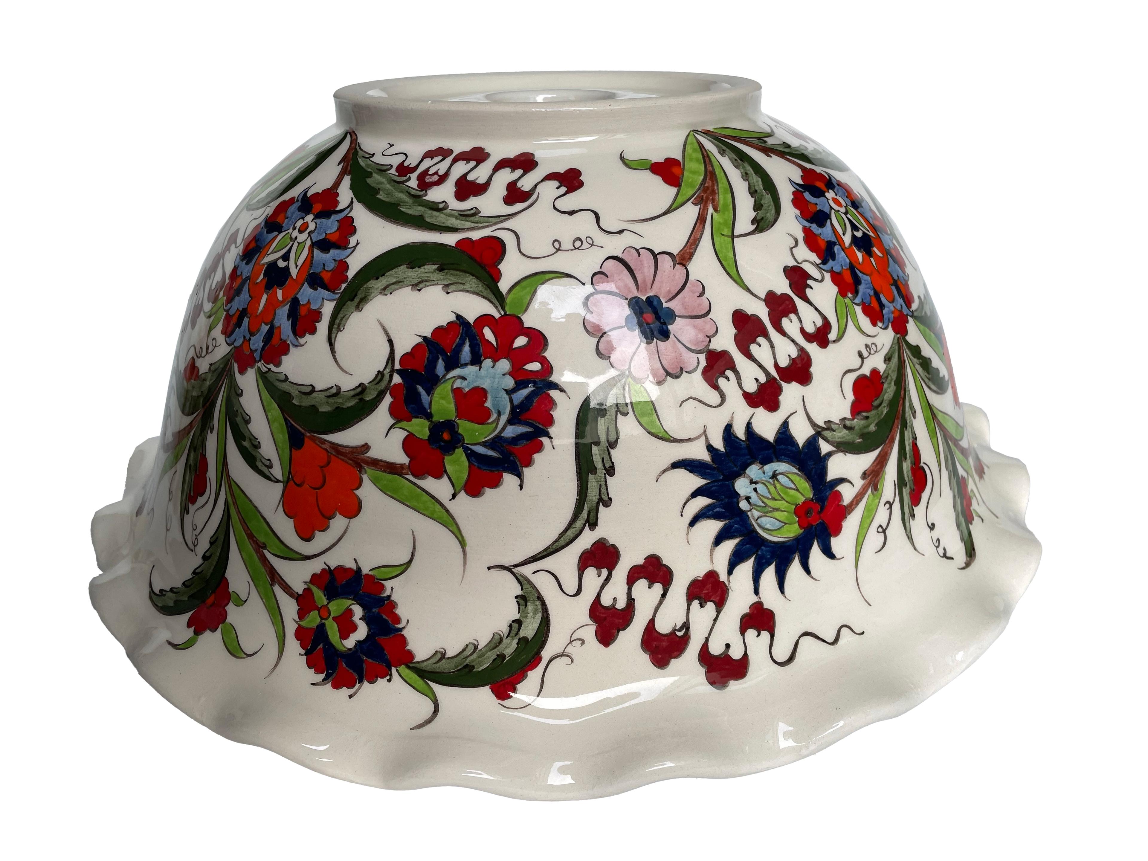 Hand Painted Bathroom Ceramic Vessel Sink Countertop - Multicolor Flowers