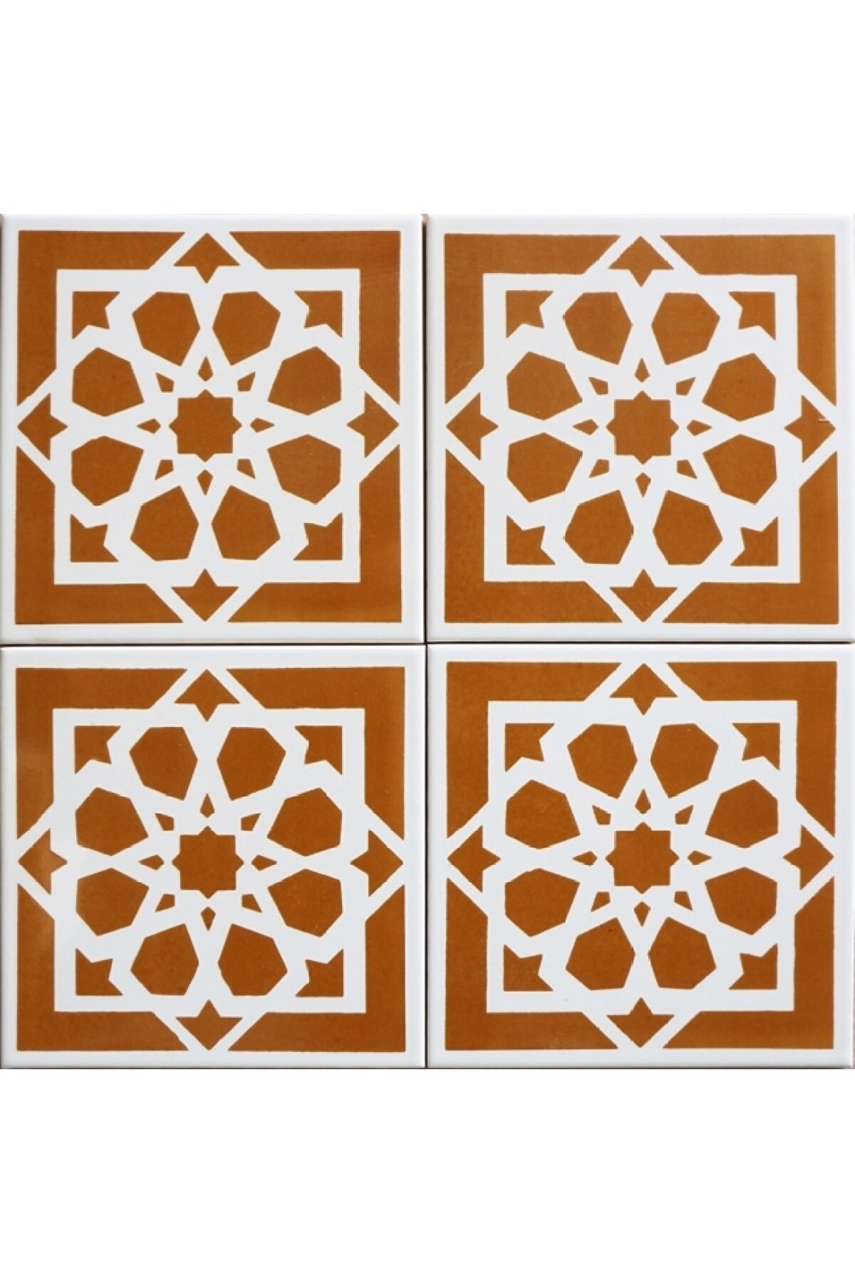 Handcrafted Ceramic Tile -  Screenprinting Bathroom Floor Tile with Geometrical Pattern - 8 in [20Cm]