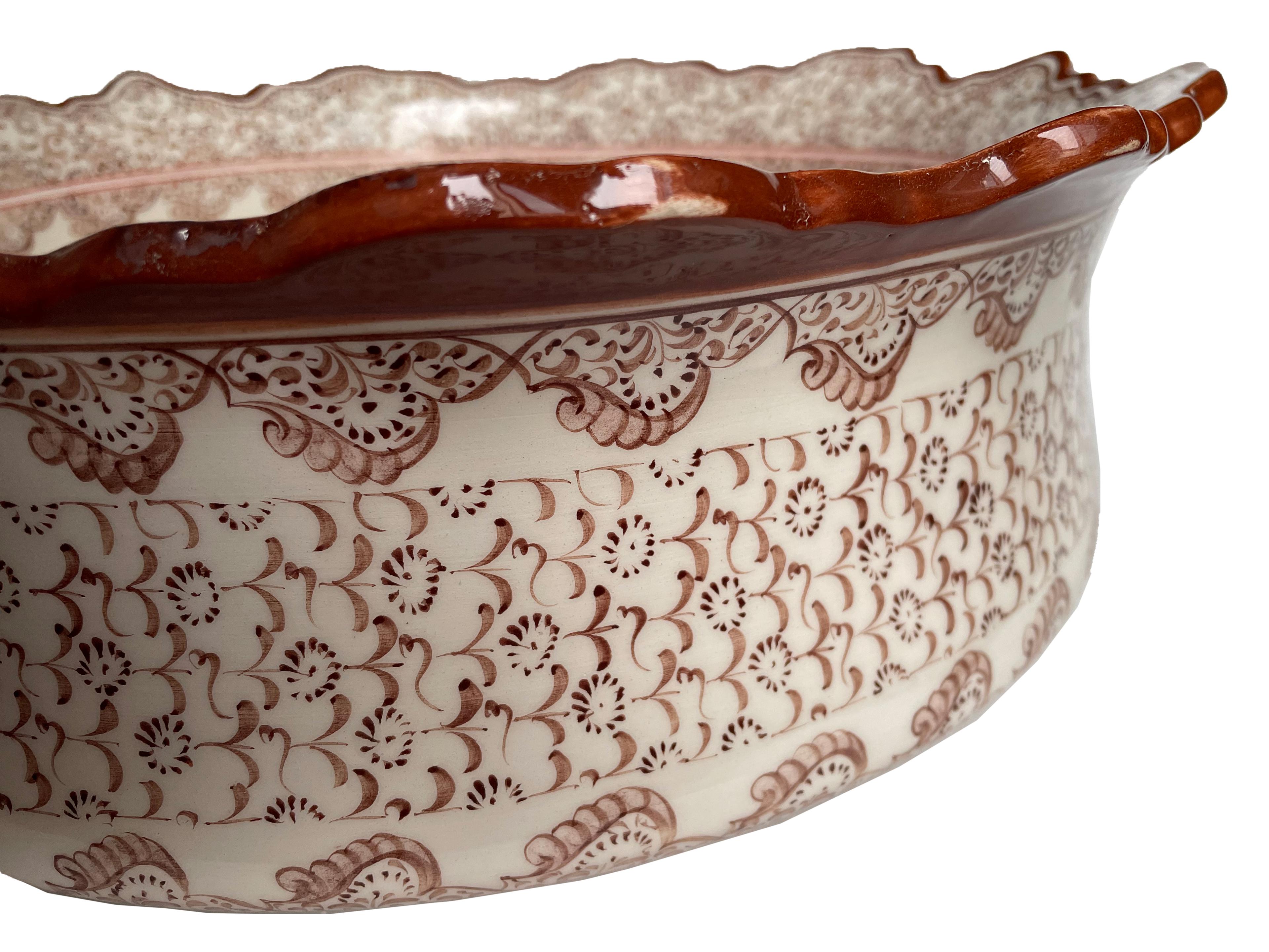 Hand Painted Bathroom Ceramic Vessel Sink Countertop - Brown Golden Horn with Speacial Rim