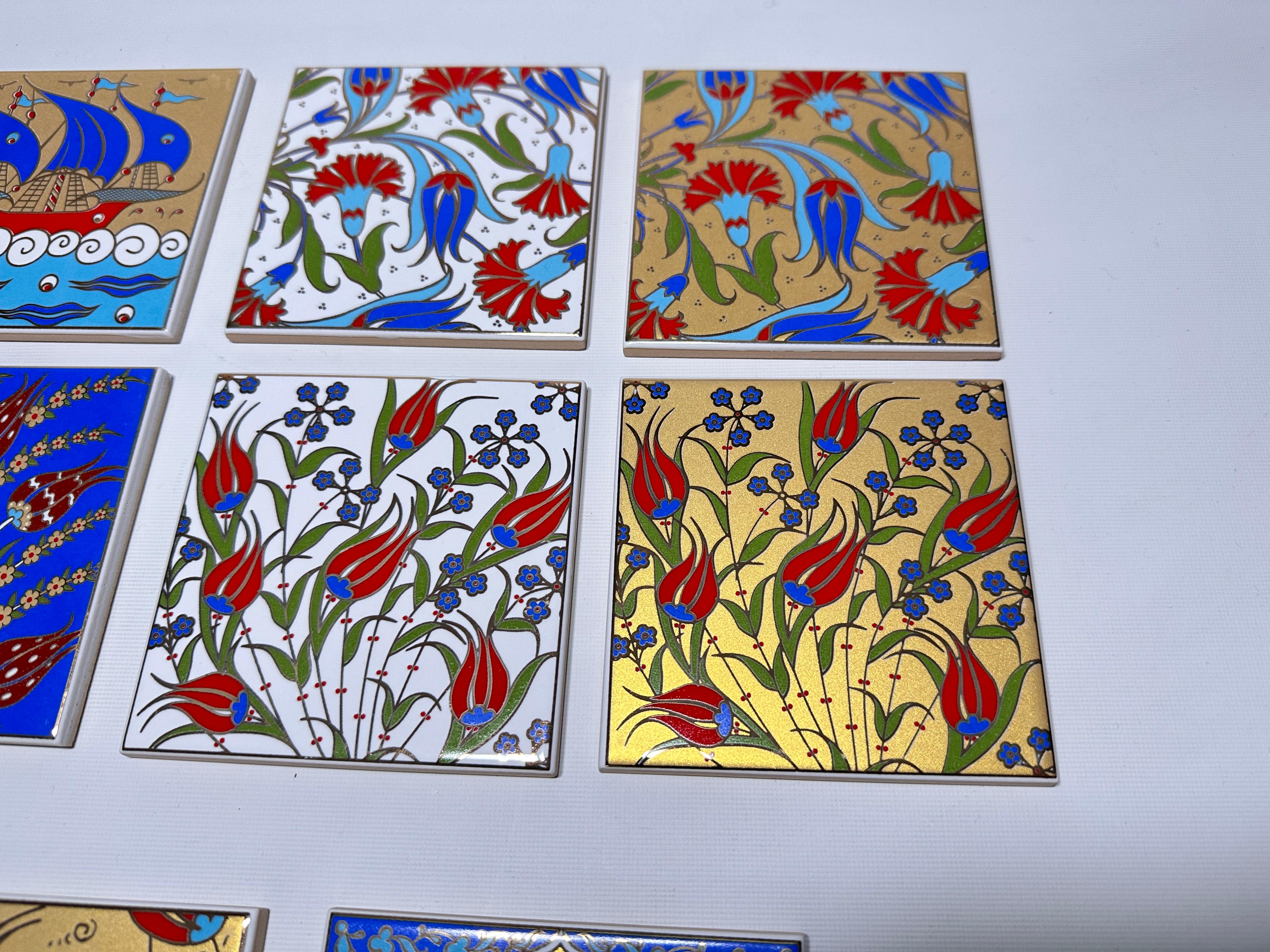 Screen-Printed Islamic Tile Designs - Handcrafted Backsplash Tile with Traditional Pattern 3.7in[10cm]