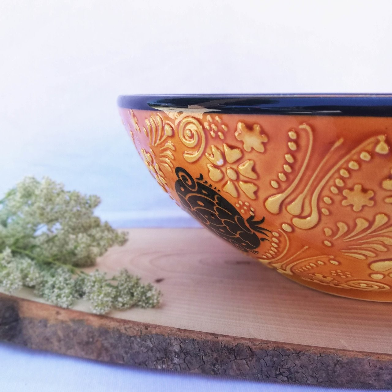 Artisan Hand Painted Ceramic Salad & Fruit Multicolor Bowls - Yellow