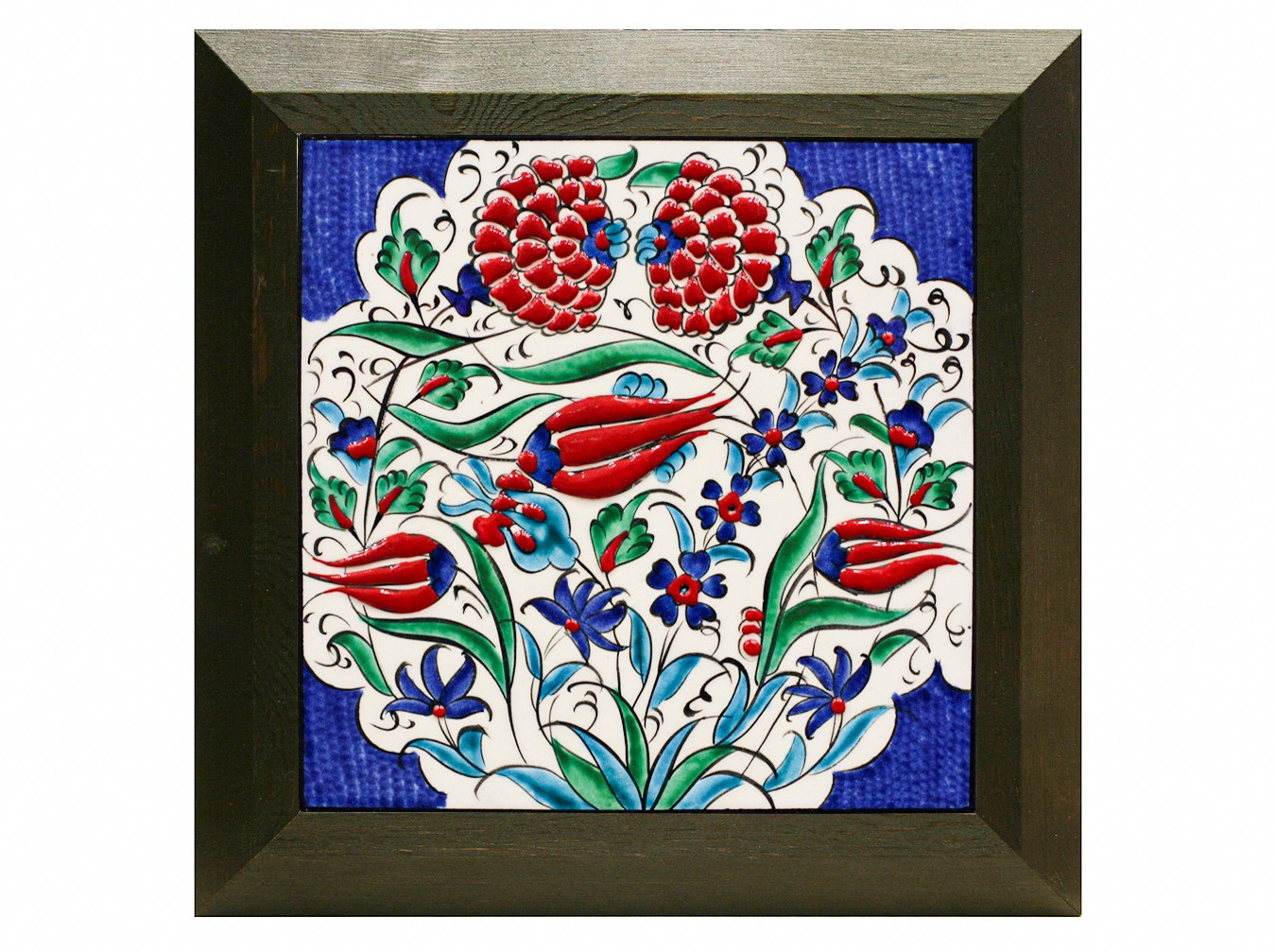 Hand Painted Turkish Ceramic Tile -  Handmade Decorative Floral Patterned Tile - 8 in [20Cm] - Zeem Ceramic