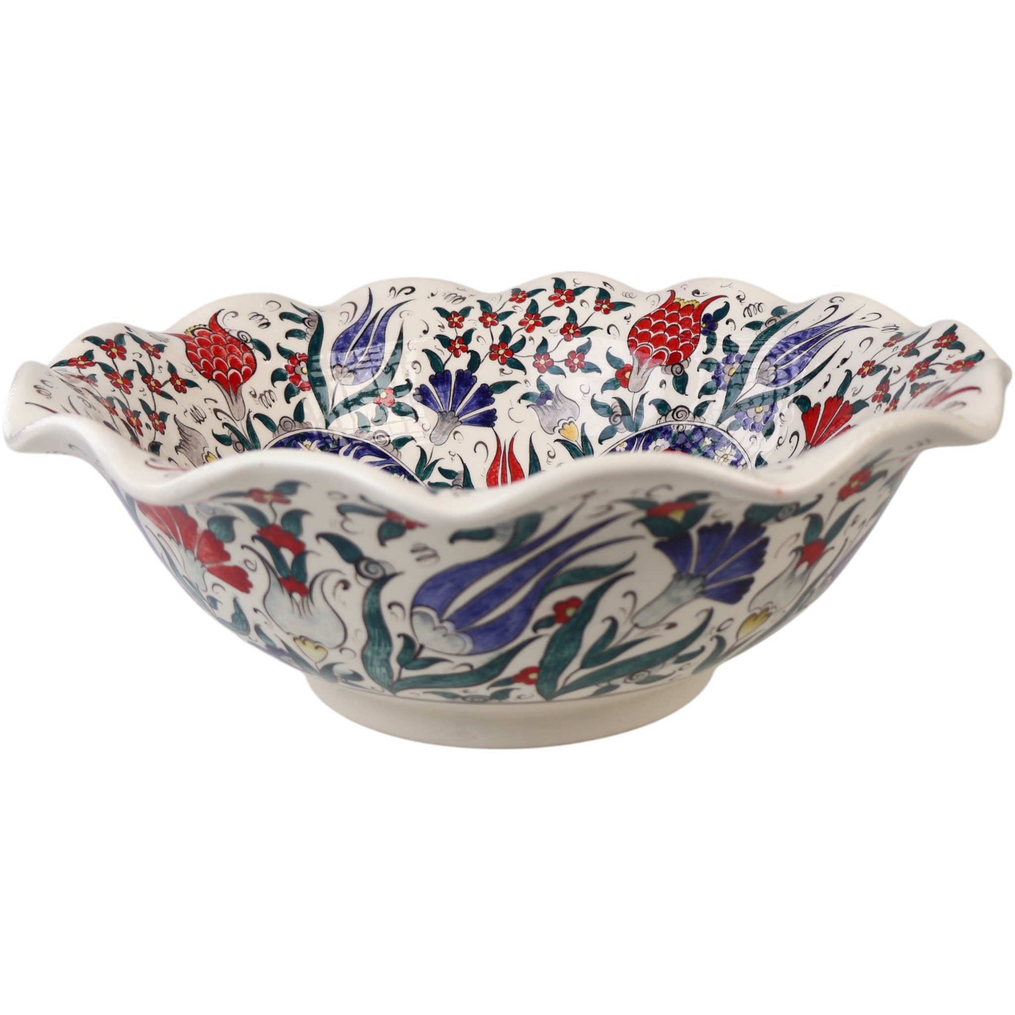 Turkish Ceramic Sink Bowl | Iznik-Inspired Vibrant Floral Ceramic Washbasin for Bathroom Remodeling