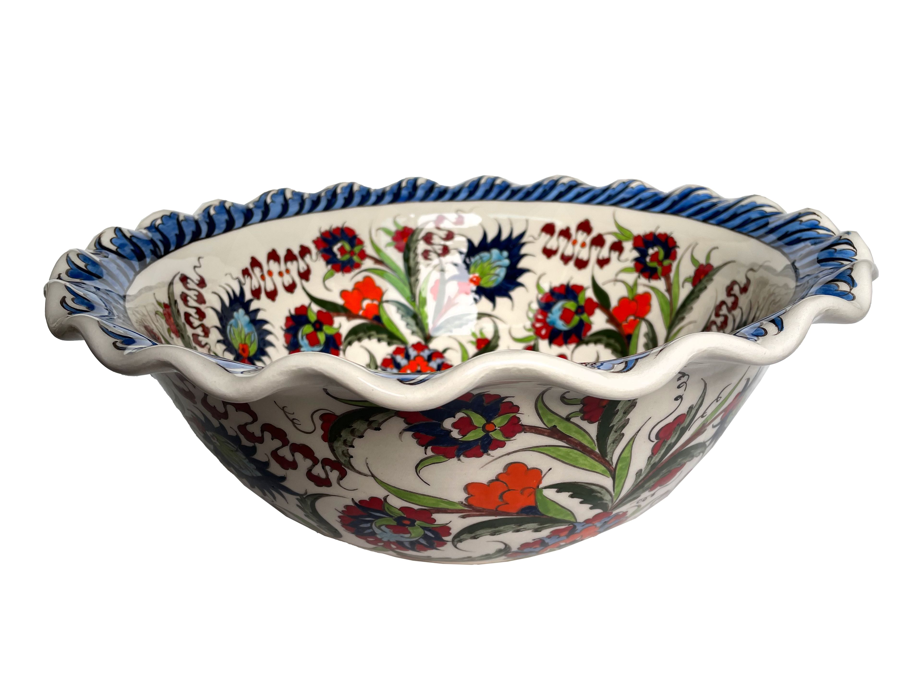 Hand Painted Bathroom Ceramic Vessel Sink Countertop - Multicolor Flowers