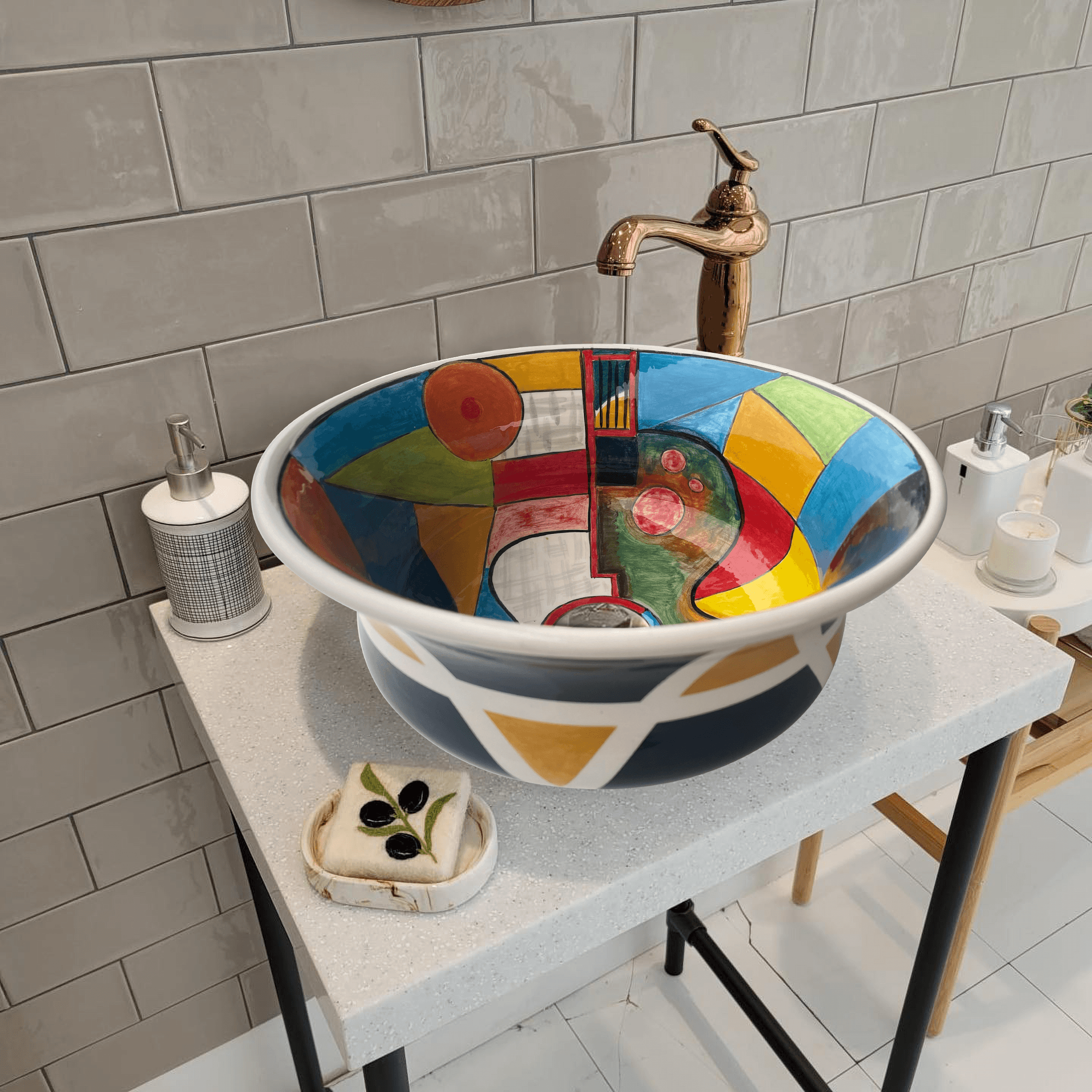 Hand Painted Bathroom Vessel Sink - Surreal