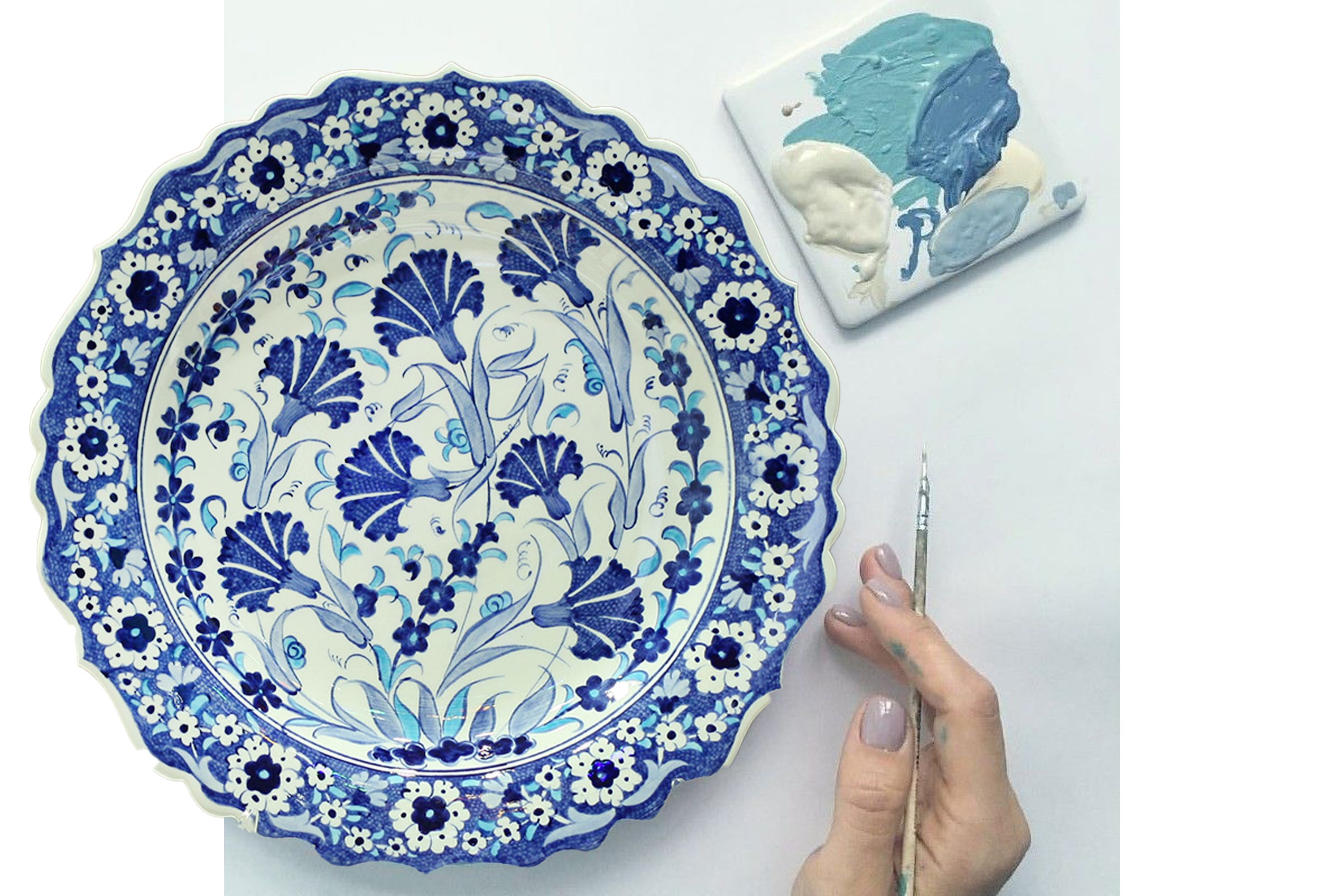 Hand-Painted Turkish Ceramic Dinner Plates - Perfect for Dining and Decor