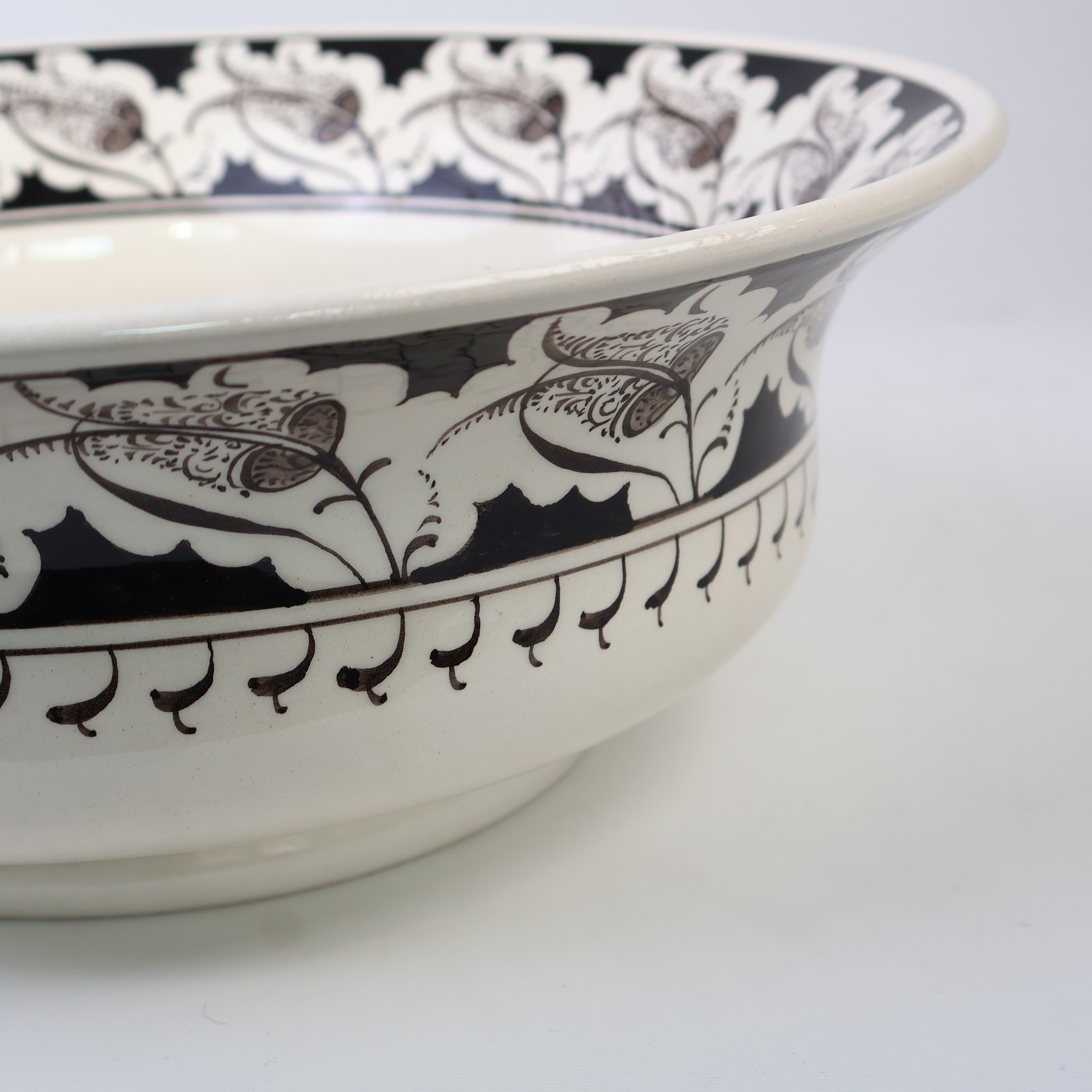 Bathroom Countertop Ceramic Vessel Sink- Black and Gray Flowers - Hayyam