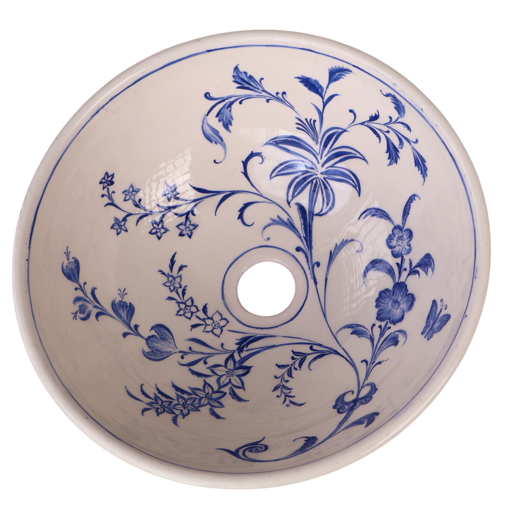 Handmade Blue Floral Ceramic Sink – Ottoman Art Inspired Basin – Zeem Ceramic