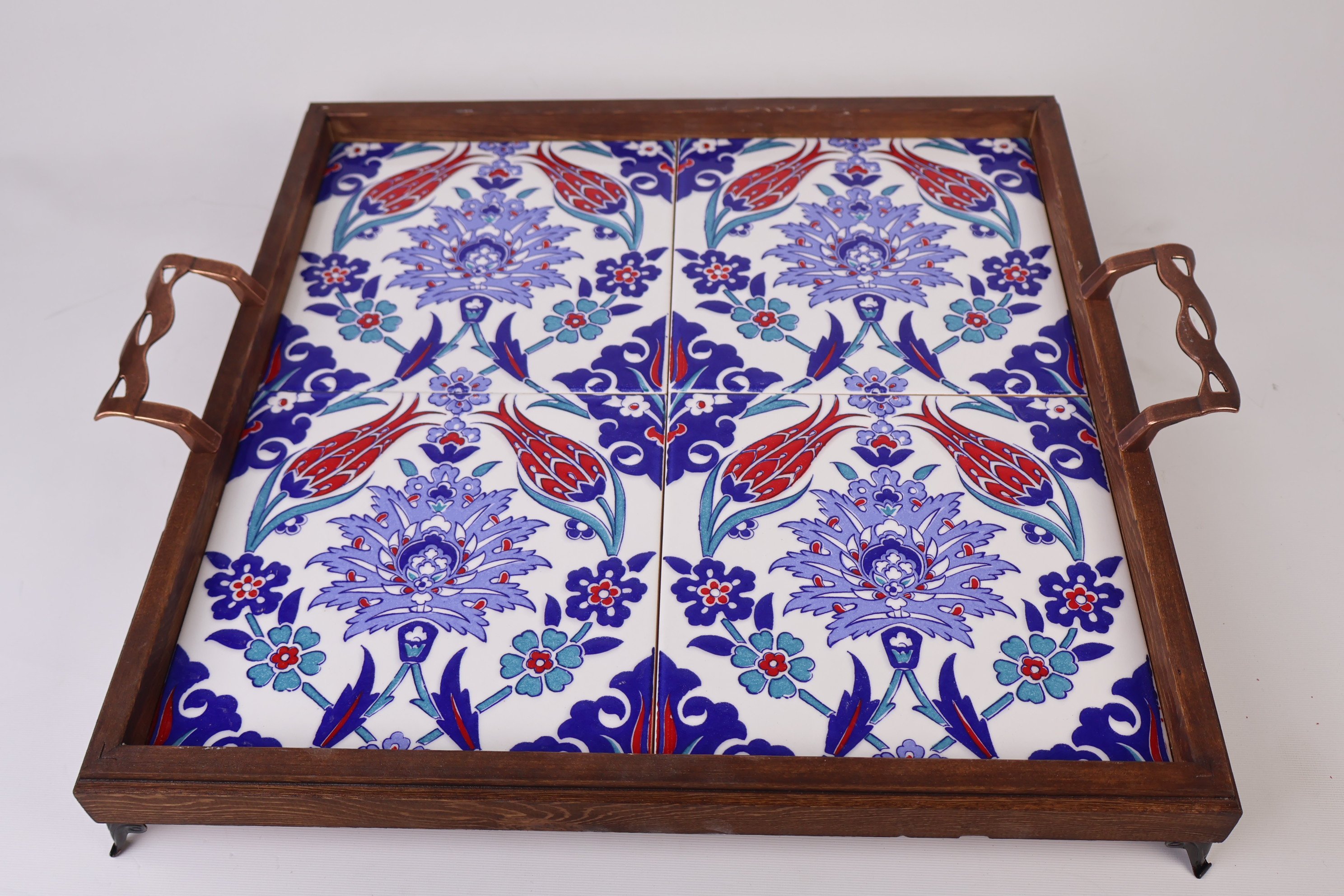 Elegant Wooden Platter with Decorative Tiles | Perfect for Cheese, Fruits & Appetizers