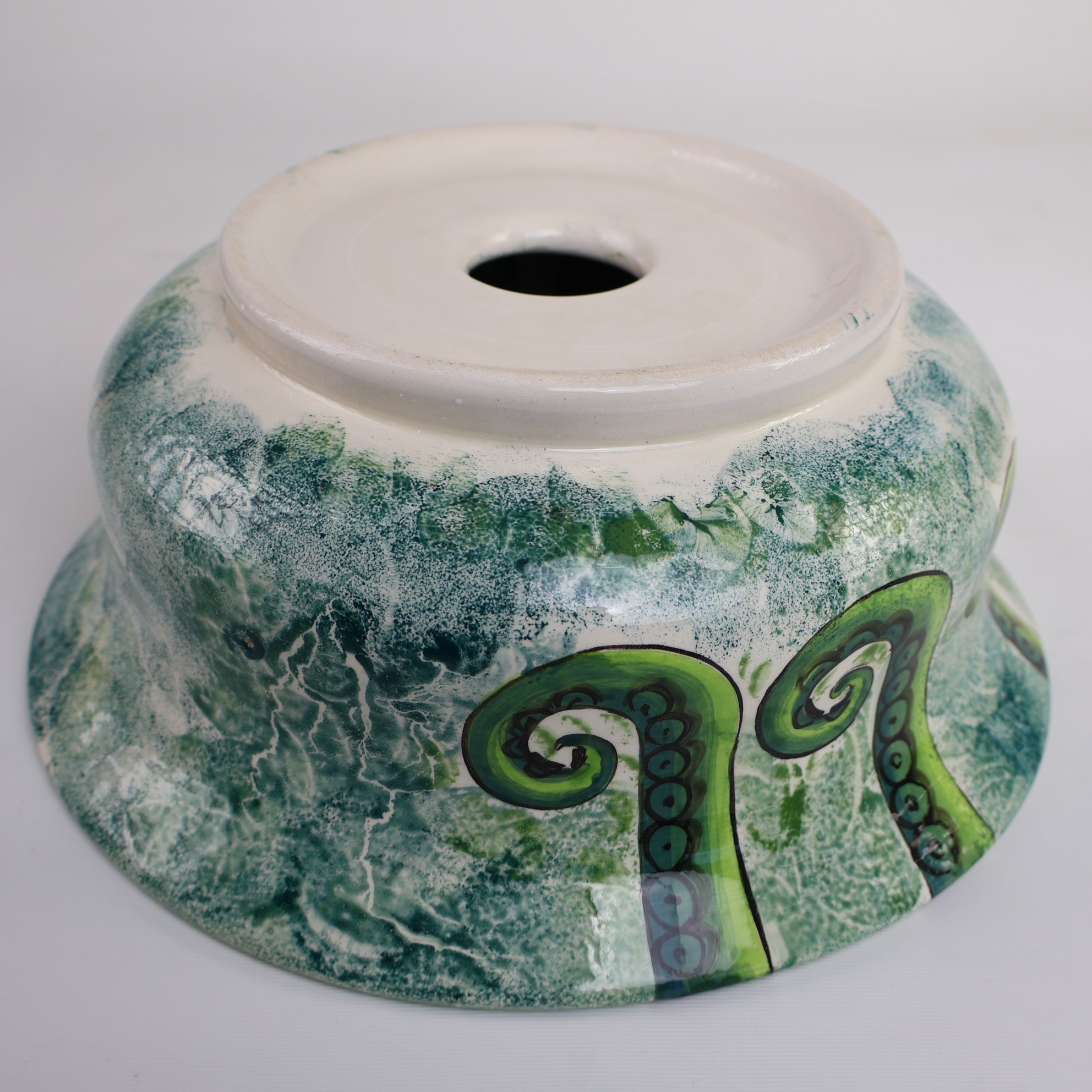 Bathroom Vessel Sink with Green Octopus Pattern