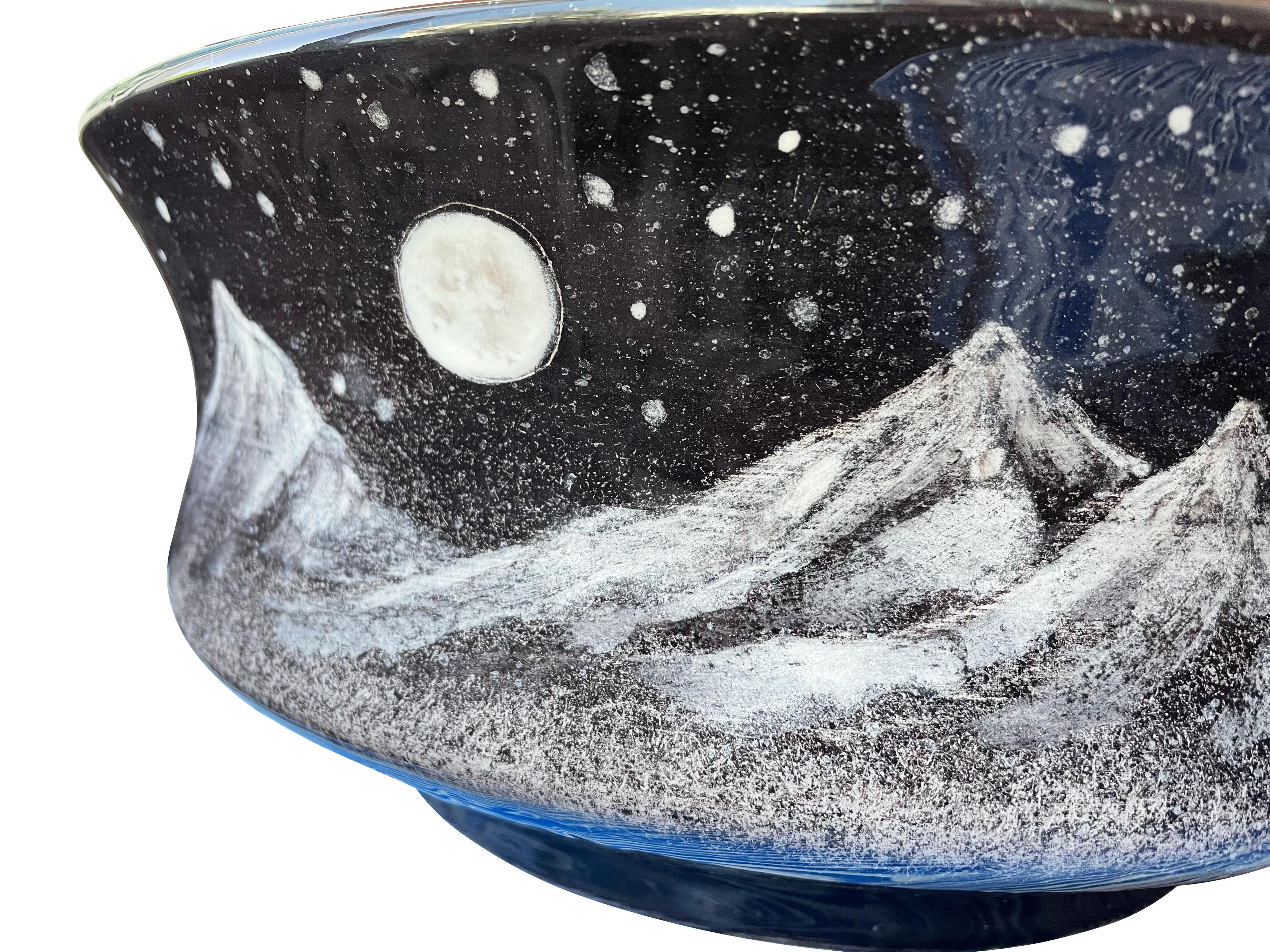 Bathroom Countertop Ceramic Vessel Sink - Black Night and Moon