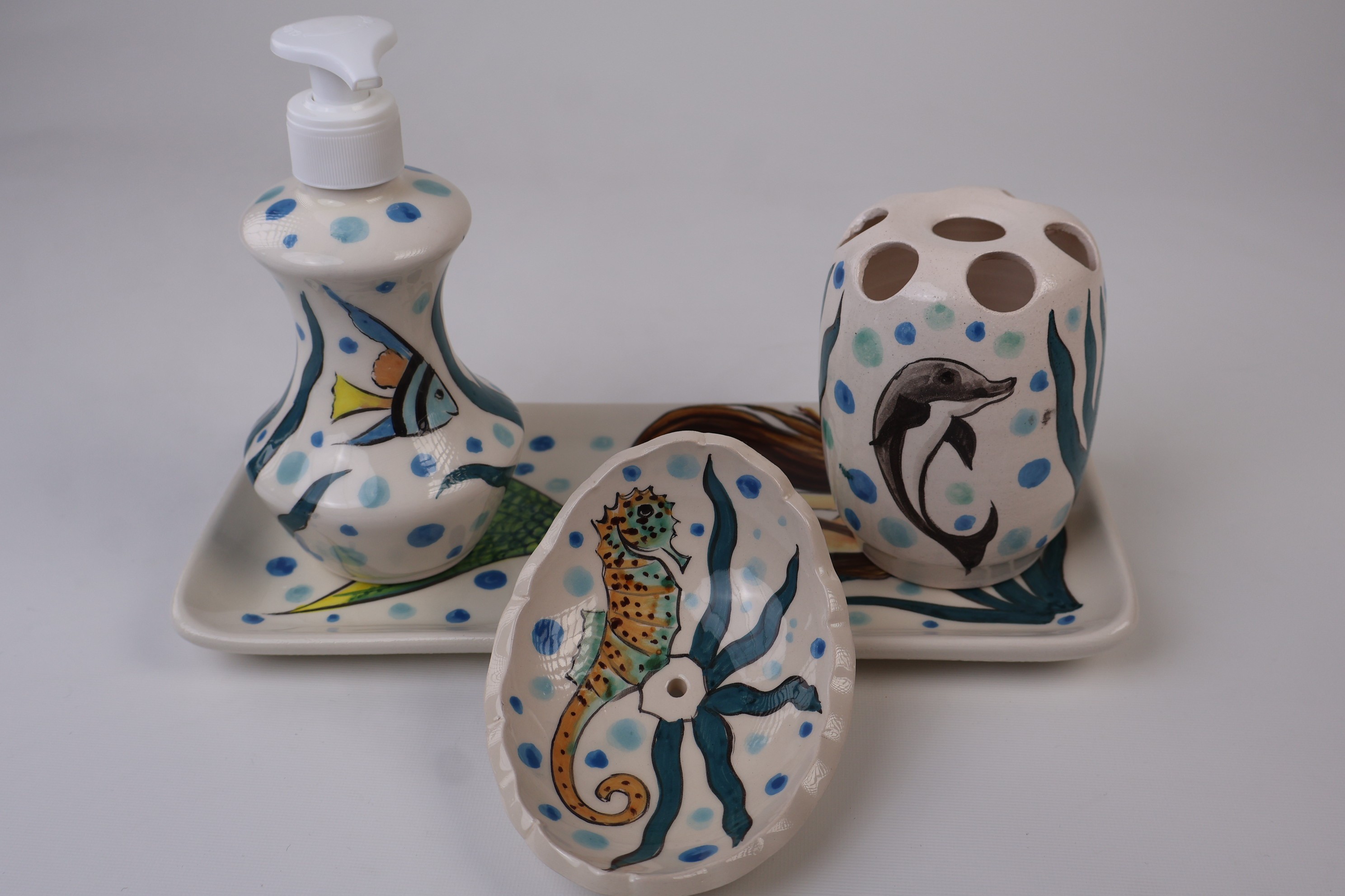 Hand-Painted Ceramic Bathroom Décor Set & Mermaid and Sea | Zeem Ceramic