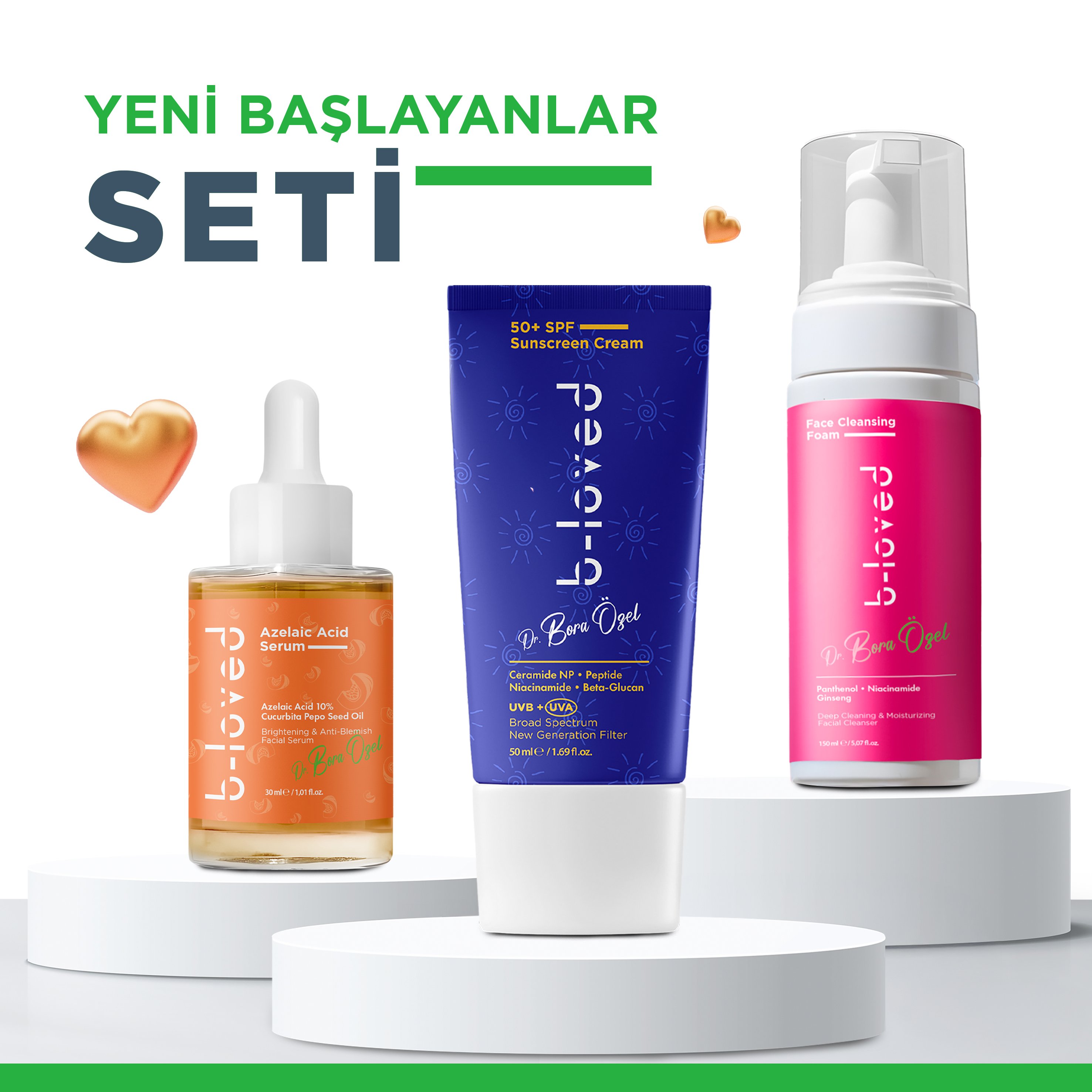 B Loved 3'lü Cilt Bakım Seti | Temizle, Aydınlat, Koru