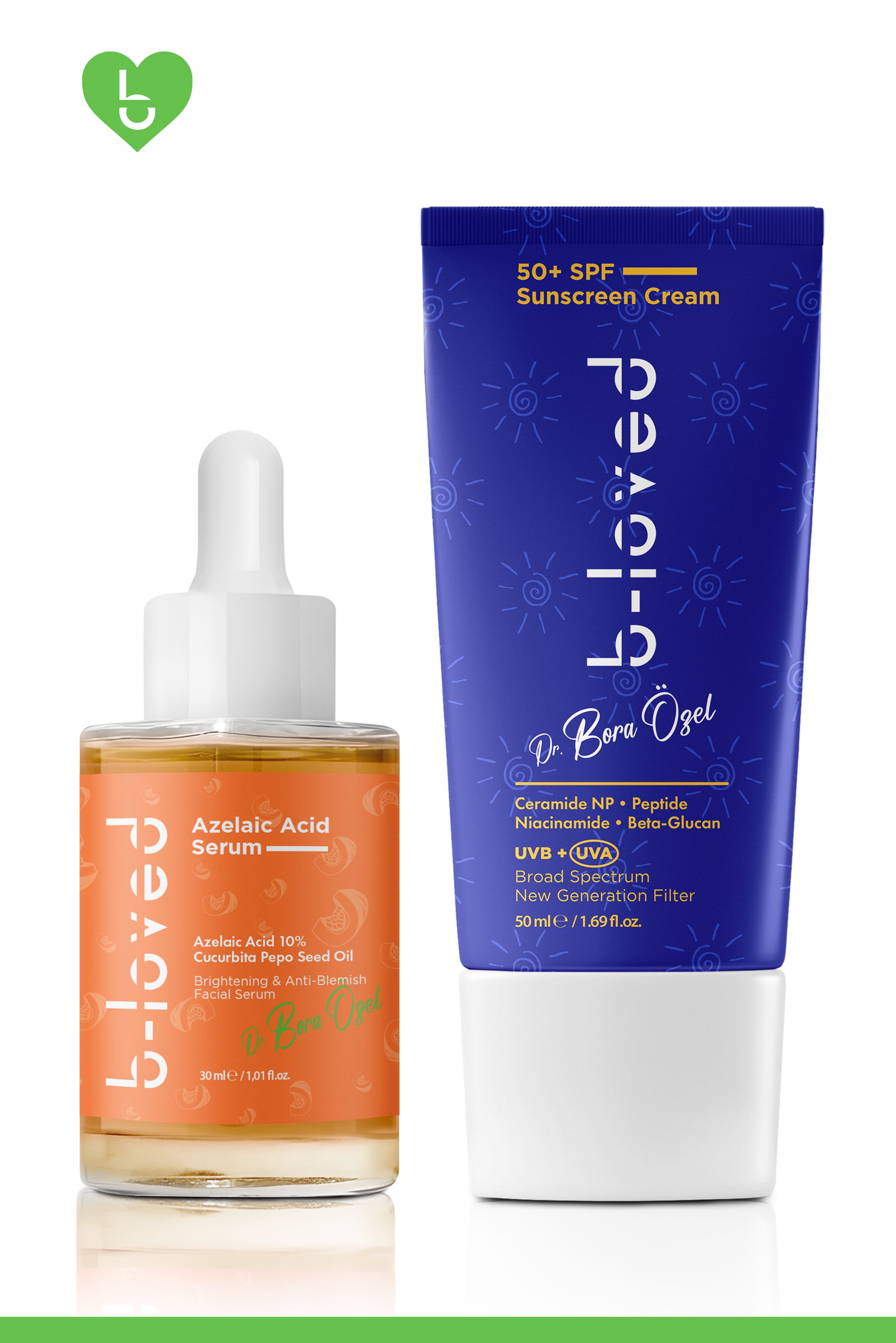 B Loved Leke Karşıtı & Koruyucu 2'li Set | Azelaik Asit Serum + SPF 50+