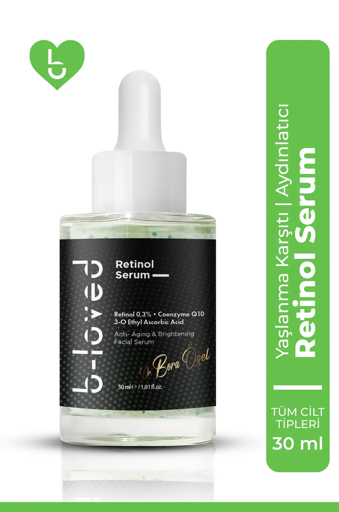 Retinol 0.3 (A Vitamini), Coenzyme Q10, Kırışıklık ve Sivilce Karşıtı, Aydınlatıcı Serum