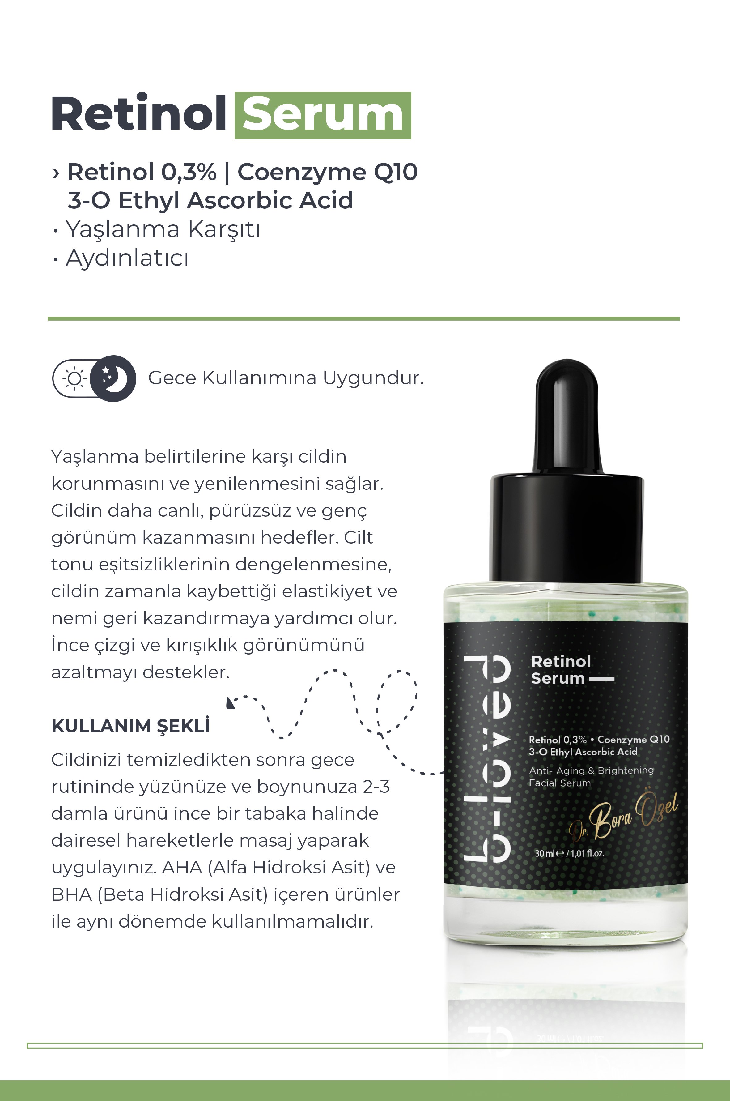 2'li Cilt Bakım Retinol % 0.3, Coenzyme Q10, Kırışıklık ve Akne Karşıtı, 8d Hyaluronik Asit, Vitamin C Ve Pantenol Içeren Sıkılaştırıcı Ve Parlatıcı Yüz Kremi