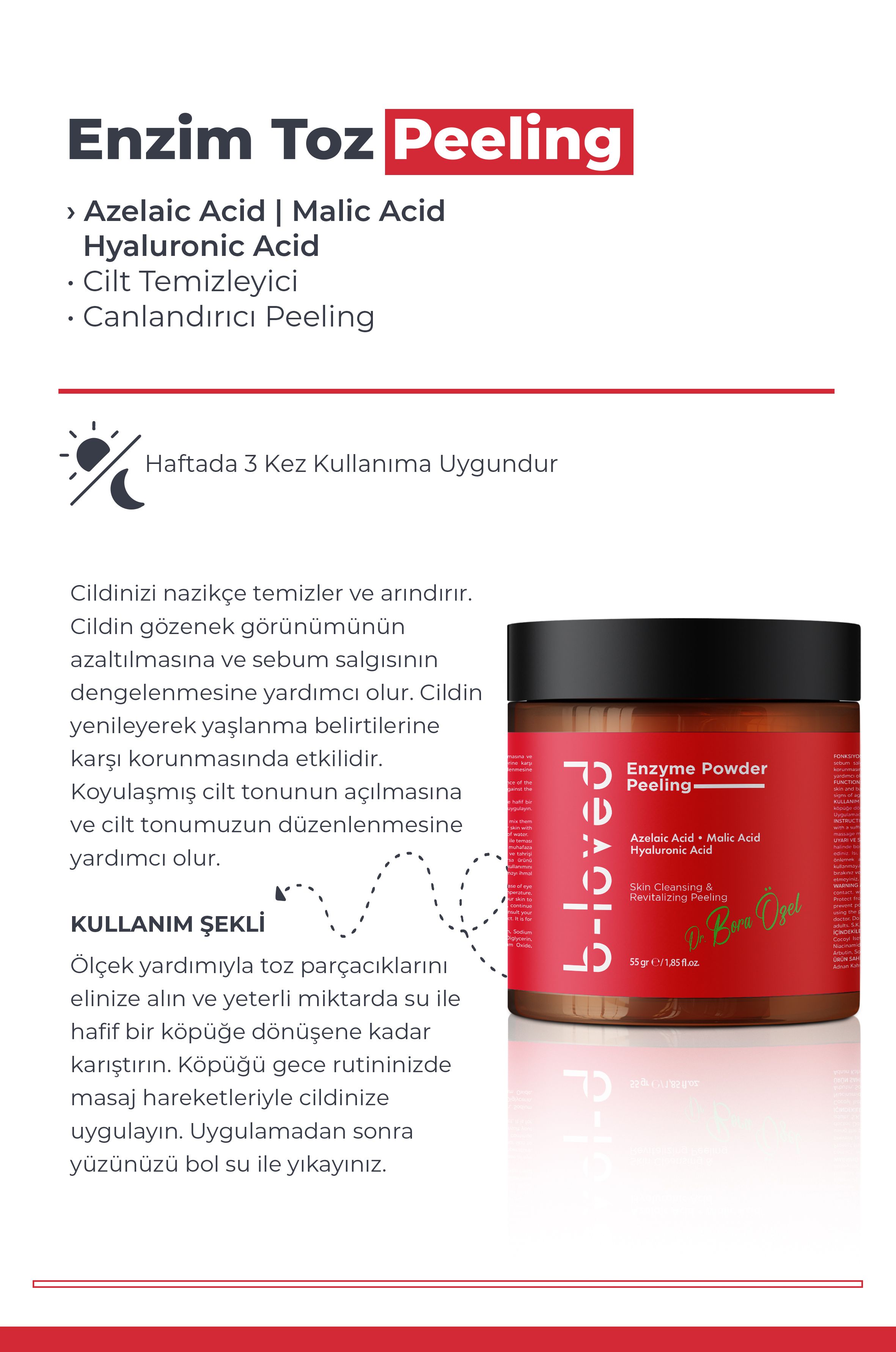 Siyah Nokta Karşıtı Azelaik Asit Ve Hyaluronik Asit Içeren Yüz Canlandırıcı Enzim Peeling-55 G