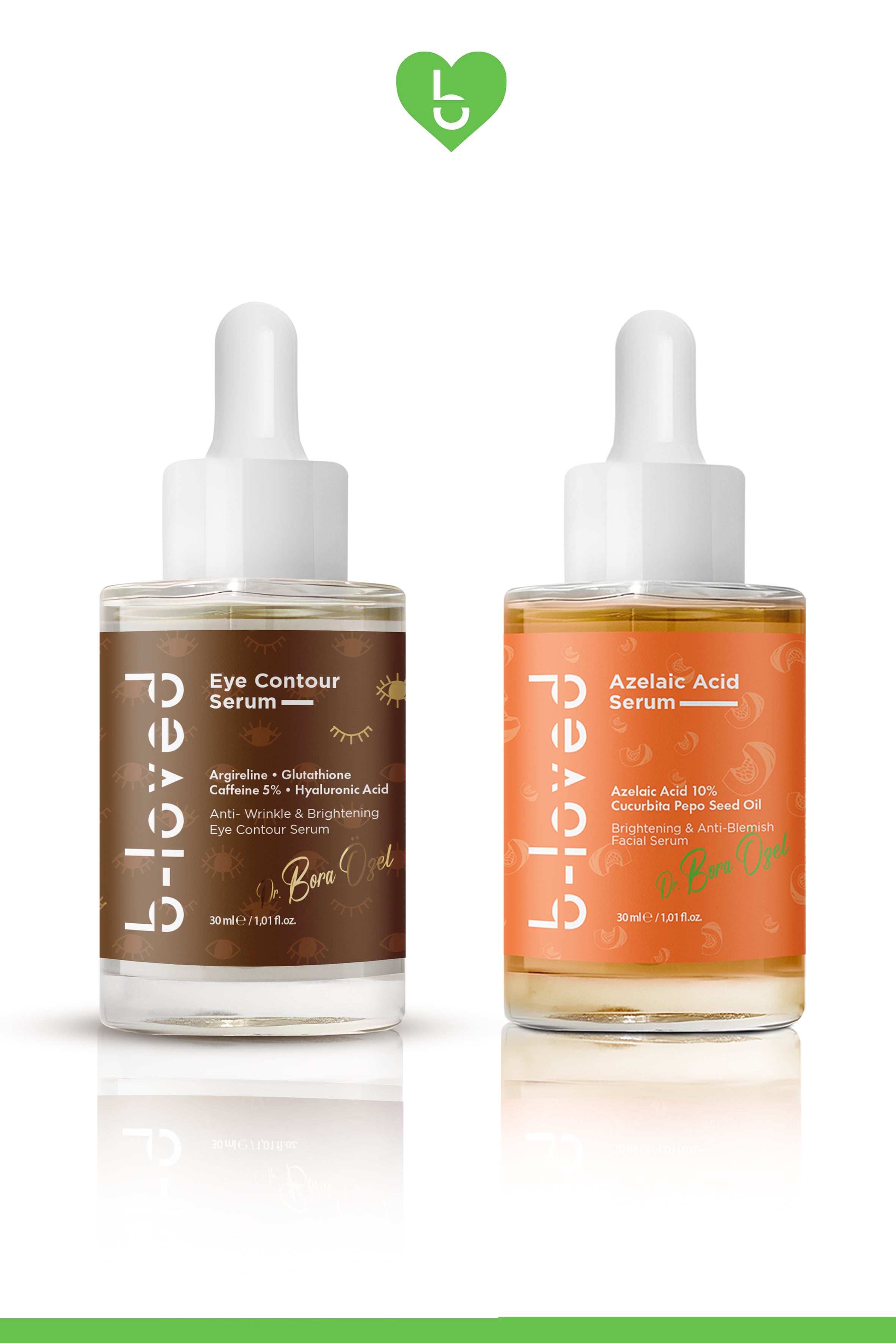 B Loved Premium Göz Çevresi Bakım Paketi | 2'li Set + Göz Çevresi Serum | Argireline • Glutathione • %5 Kafein • Hyaluronik Asit • %10 Azelaik Asit