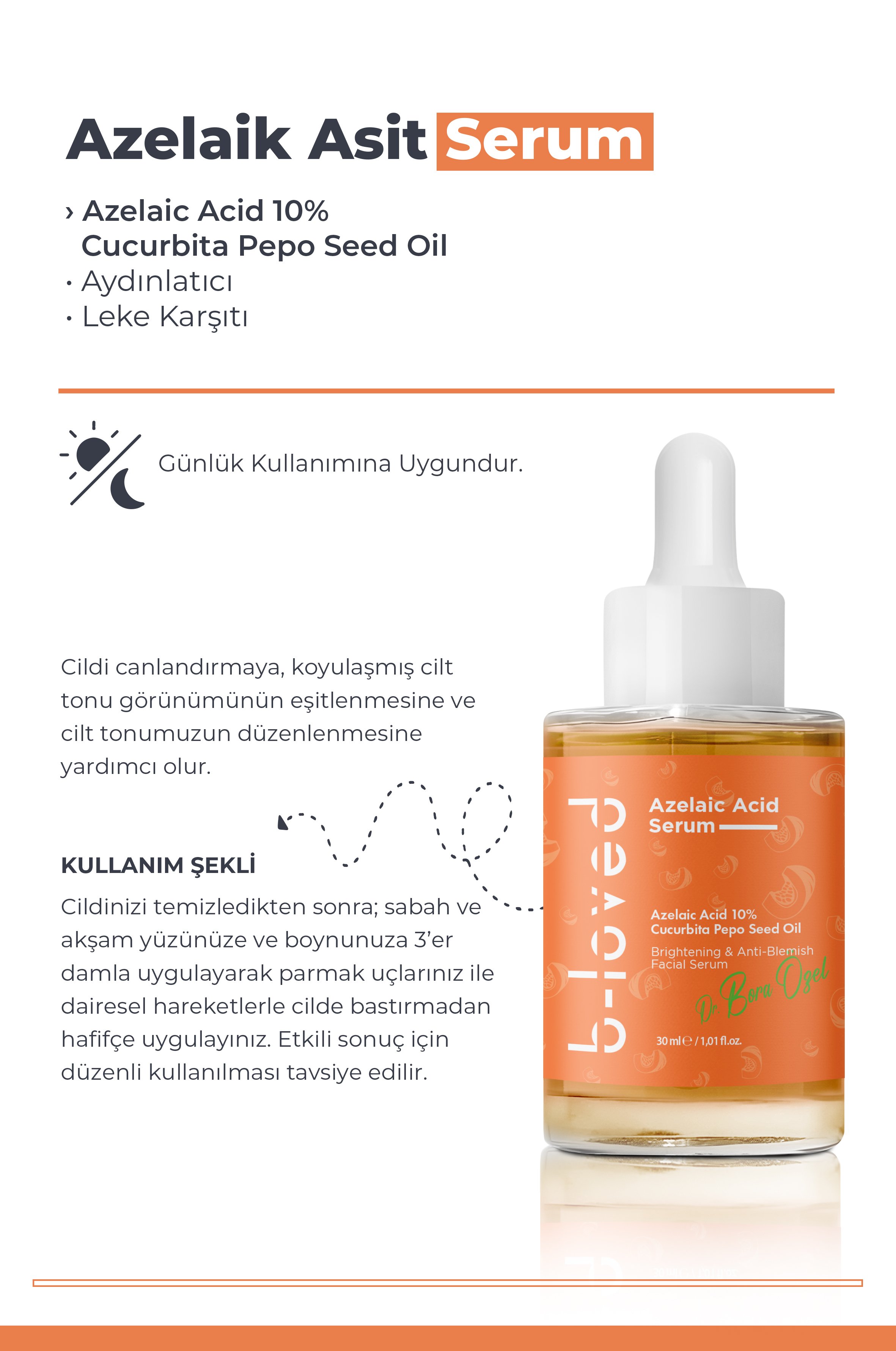 Leke Karşıtı %10 Azelaik Asit Serumu - Kabak Çekirdeği Yağı Ile Cilt Aydınlatma Ve Eşitleme-30 ml