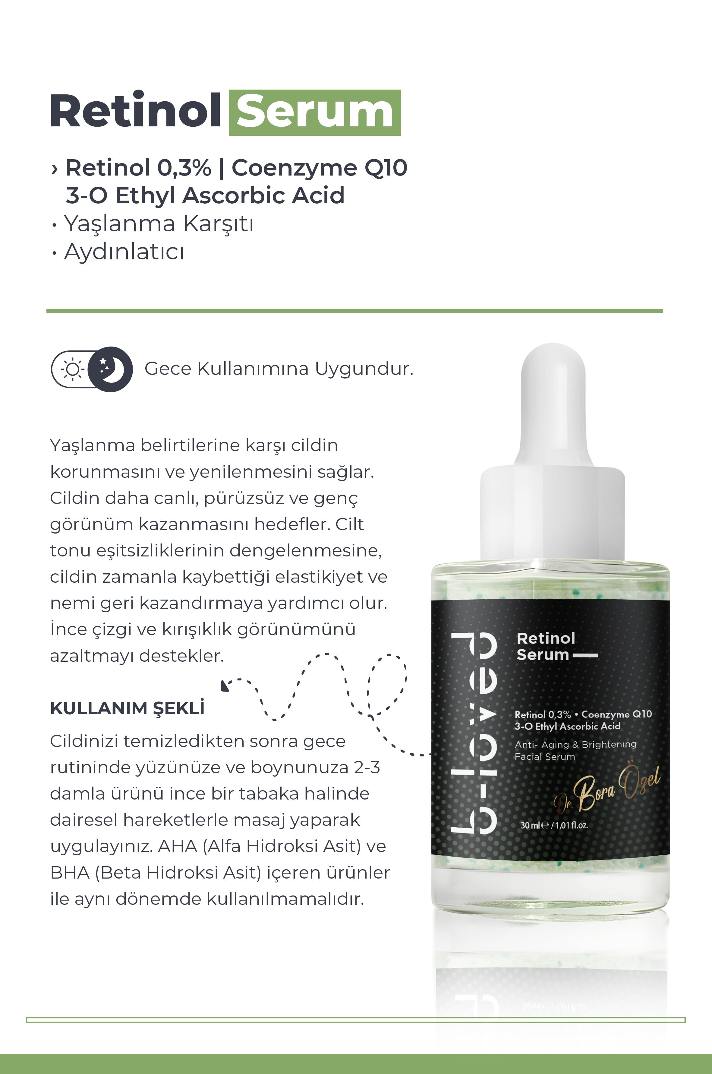 2'li Cilt Bakım Retinol % 0.3, Coenzyme Q10, Kırışıklık ve Akne Karşıtı, 8d Hyaluronik Asit, Vitamin C Ve Pantenol Içeren Sıkılaştırıcı Ve Parlatıcı Yüz Kremi