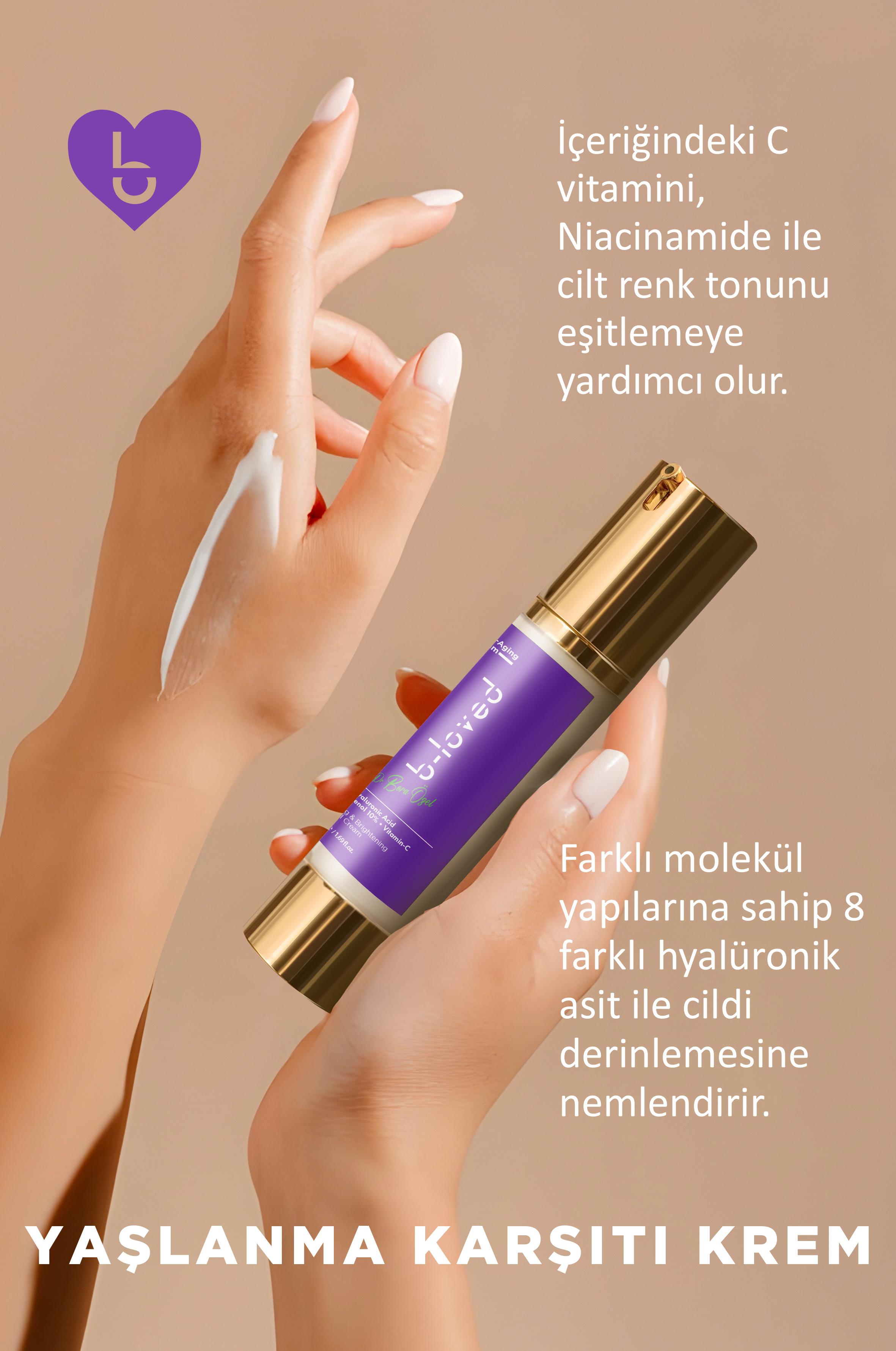 8d Hialuron turşusu, Vitamin C və Pantenol Tərkibində Möhkəmləşdirici və İşıqlandırıcı Üz Kremi