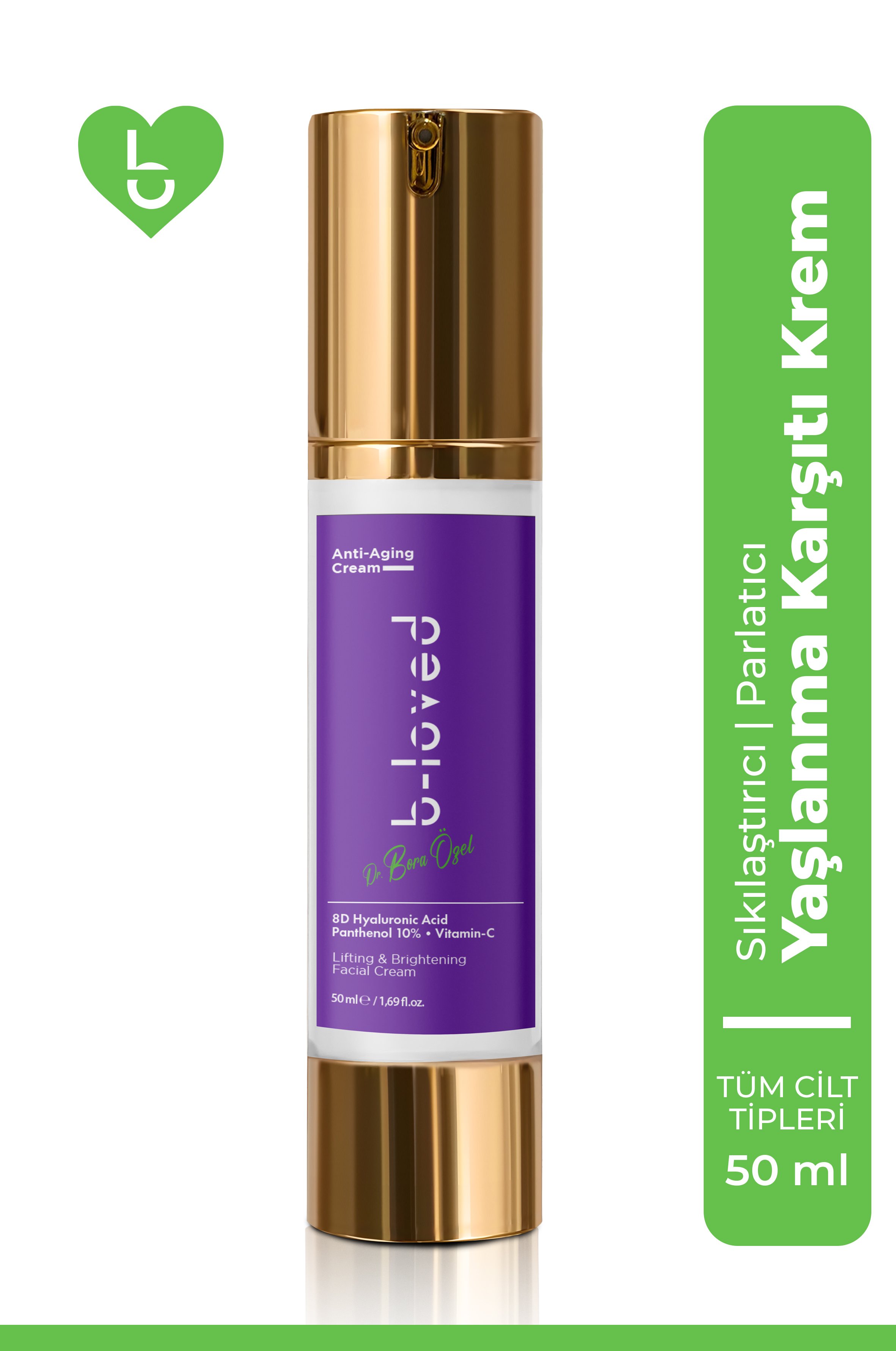 Firming and Brightening Face Cream Containing 8d Hyaluronic Acid, Vitamin C and Panthenol