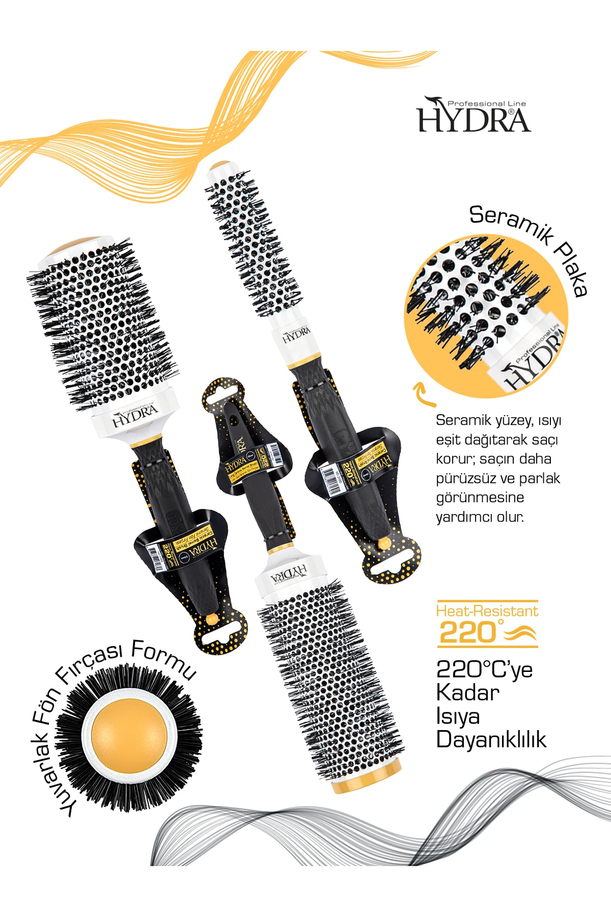 Uzun Saplı Seramik Fön Fırçası Hd-2412