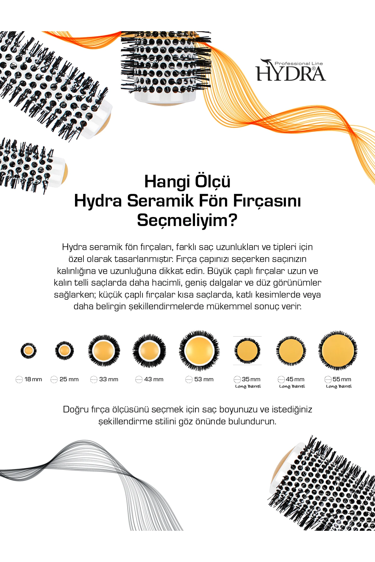 Uzun Saplı Seramik Fön Fırçası Hd-2414