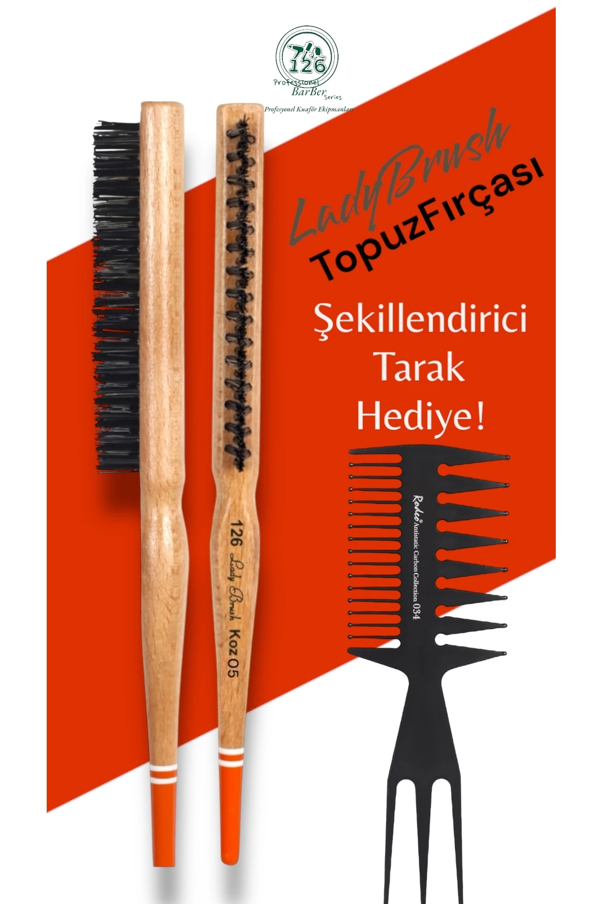 126 koz05 ladybrush topuz fırçası & 034 tarak main variant image