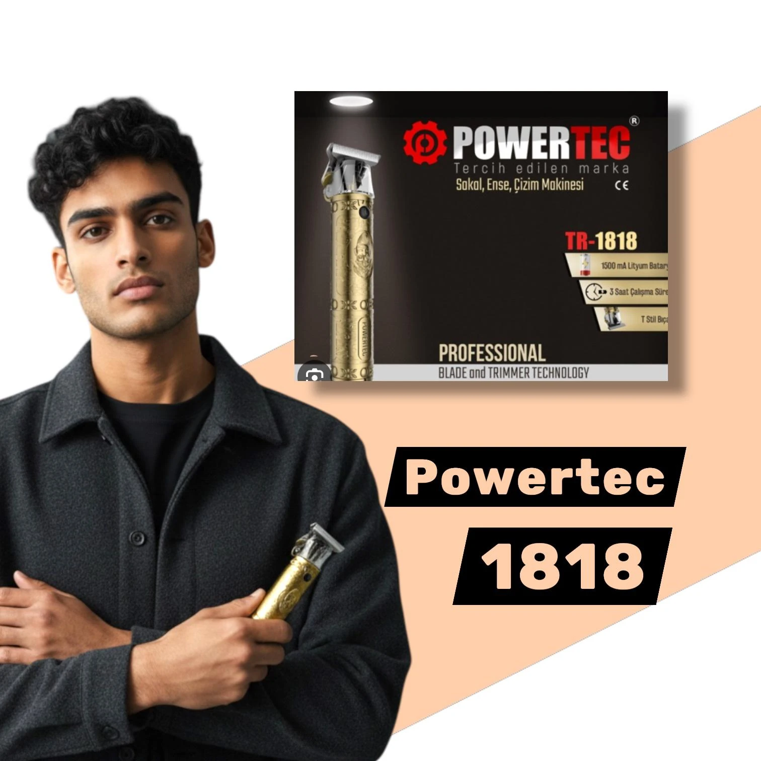 Tr-1818 Şarjlı Tıraş Makinesi Saç-Sakal-Ense-Vücut Lazer Epilasyon Öncesi (Standlı yeni versiyon) main variant image
