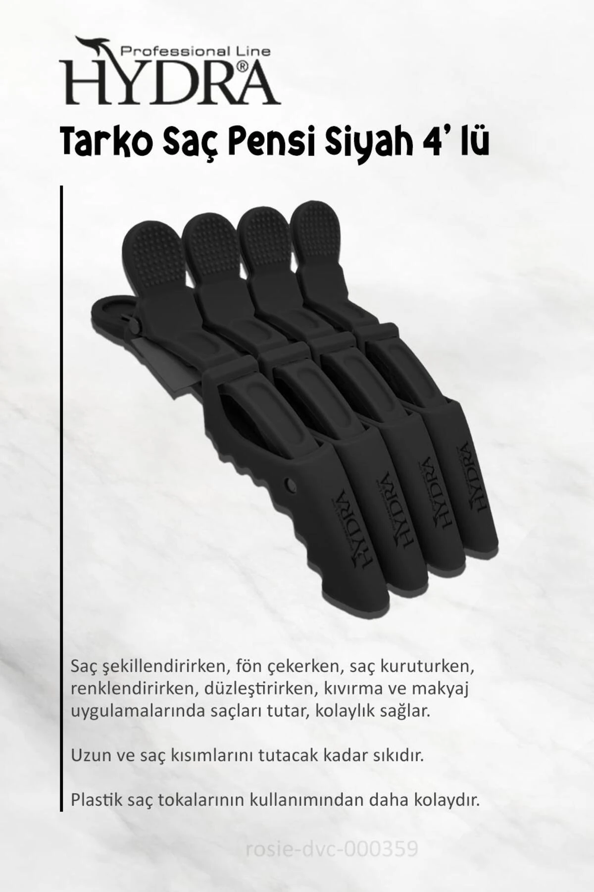 2 Adet Tarko Hydra 2192 Saç Pensi 4 Lü Siyah ve ROSIE