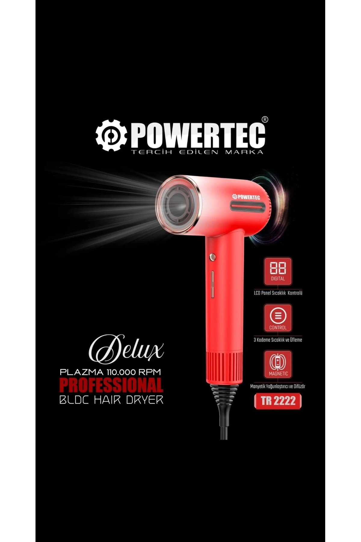 Tr-2222 Delux Plazma Digital Fön Makinası