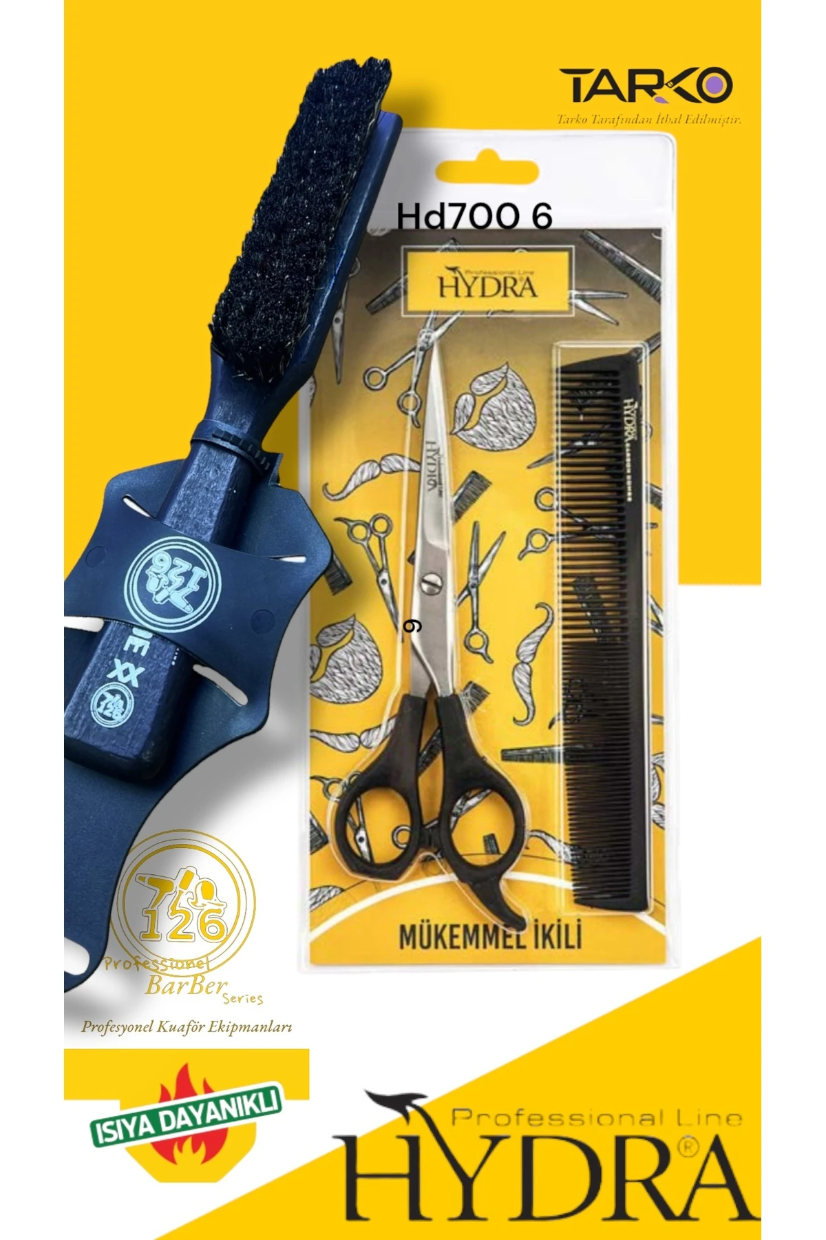 700-6 plastik saplı saç makası - 6 inç (fade fırça hediyeli!) image