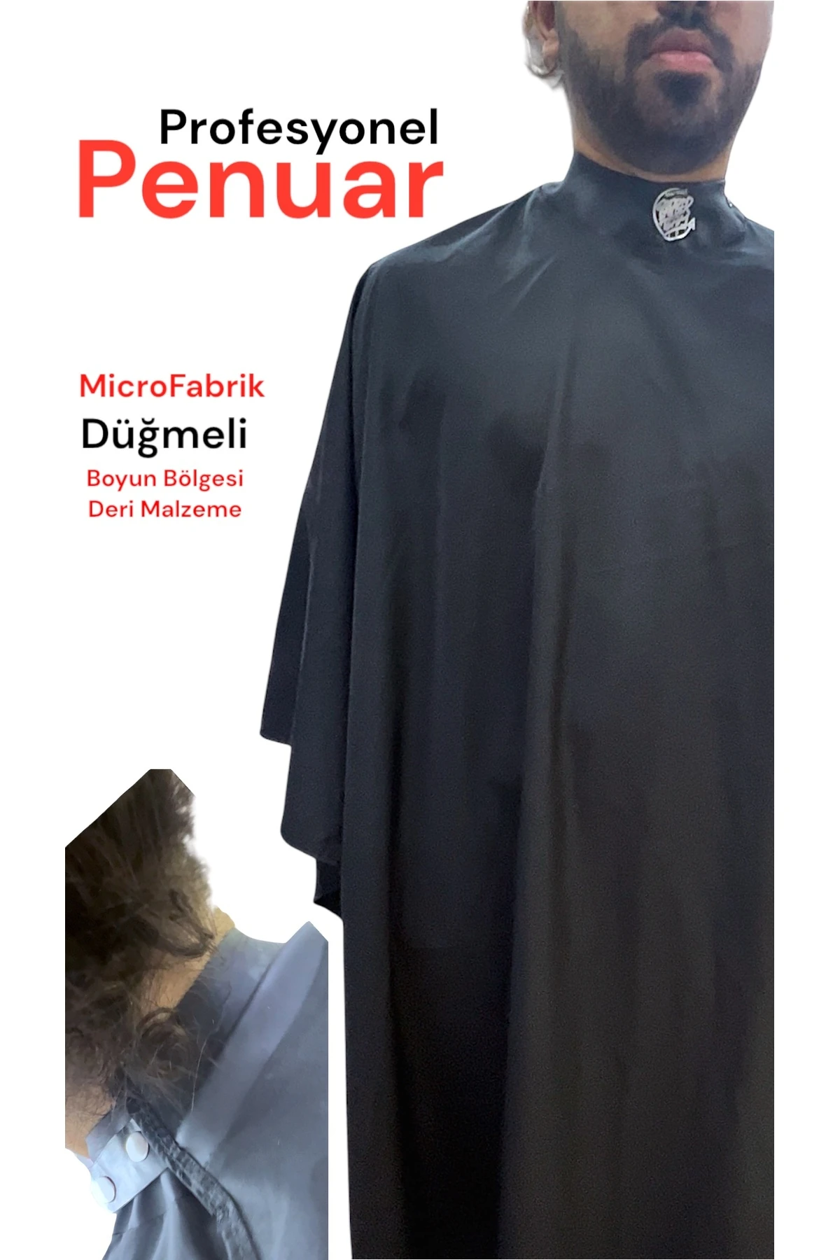 Profesyonel Kesim Önlüğü (DÜĞMELİ) (BOYUN BANDI GEREKTİRMEZ) Marmara Barber Model image