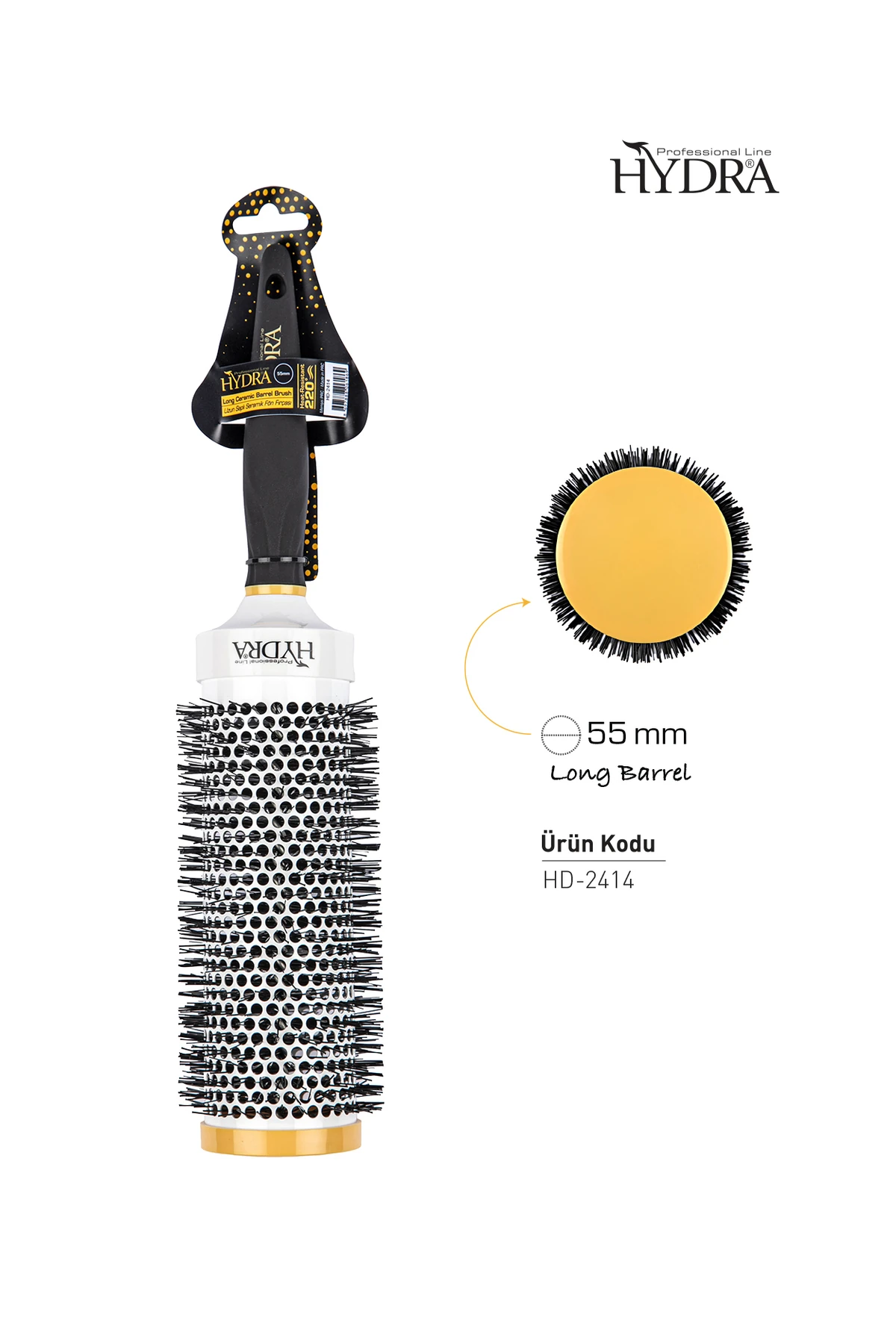 Uzun Saplı Seramik Fön Fırçası Hd-2414