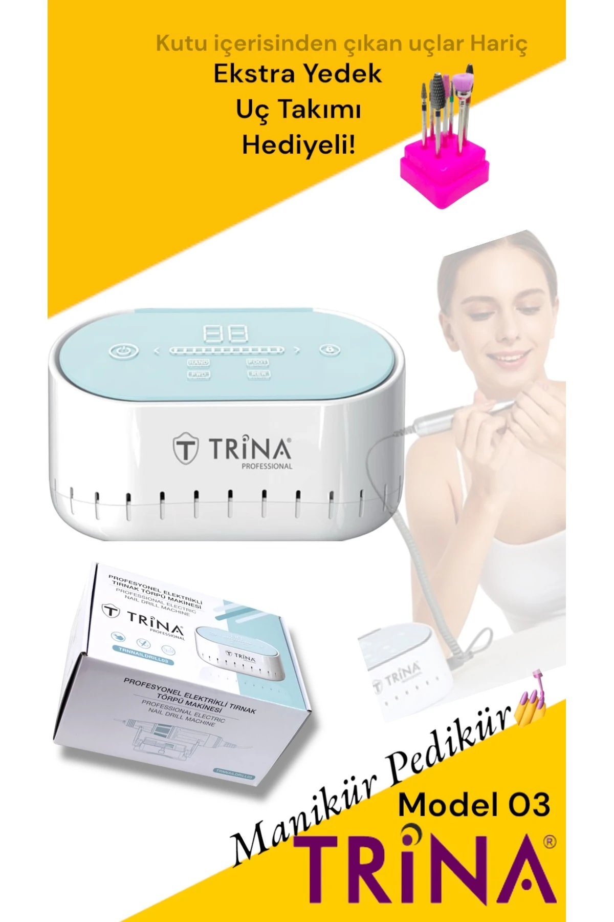 03 Profesyonel Manikür Pedikür Seti (Yedek başlık takımı hediyeli) main variant image