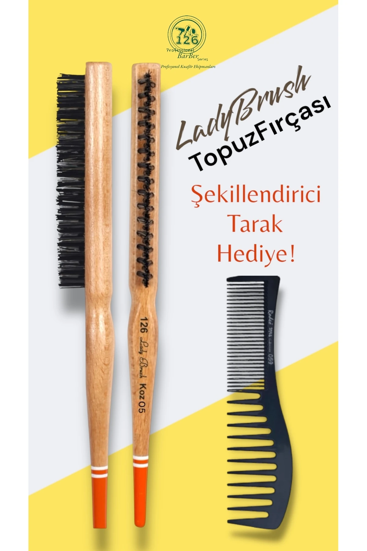 126 koz05 ladybrush topuz fırçası & 059 tarak main variant image