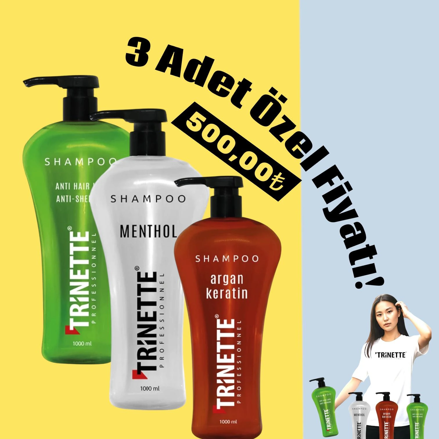 Trinette 1000 ML 3LÜ SET KAMPANYASI Şampuan Seti main variant image