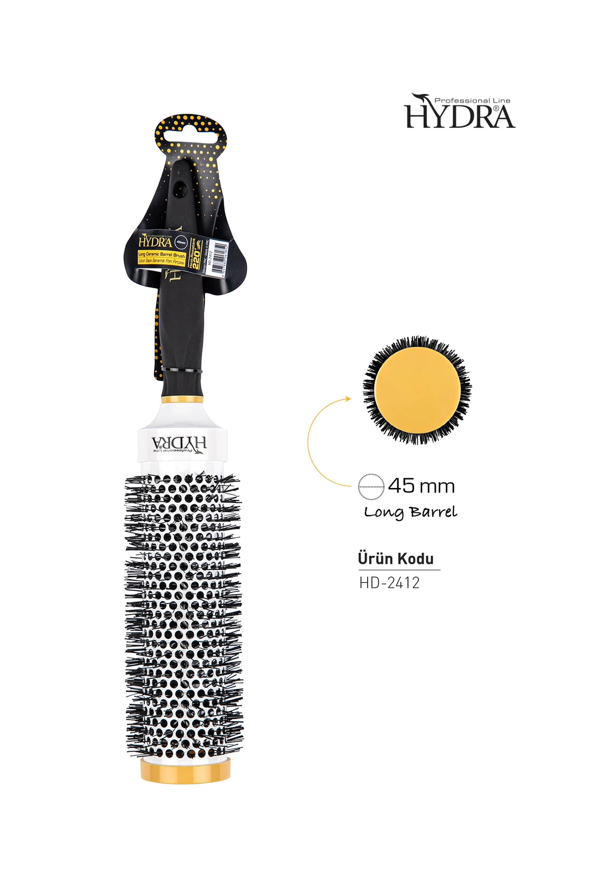 Uzun Saplı Seramik Fön Fırçası Hd-2412